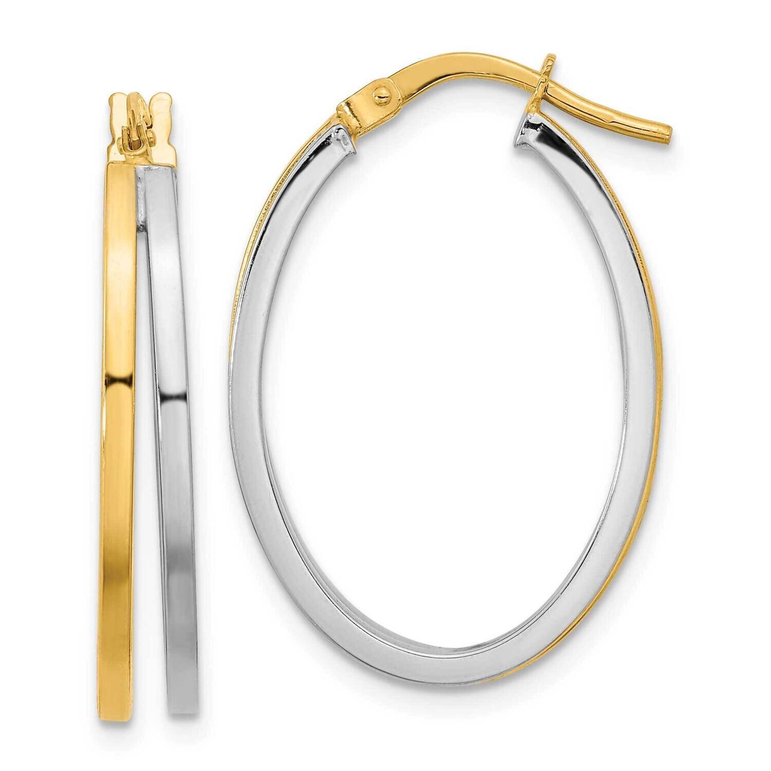 Oval Double Hoop Earrings 14k Two-Tone Gold Polished TF2149