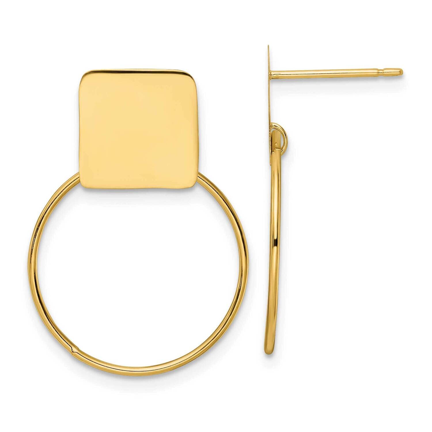Square Open Hoop Earrings 14k Gold Polished TF2158, MPN: TF2158, 883957992747