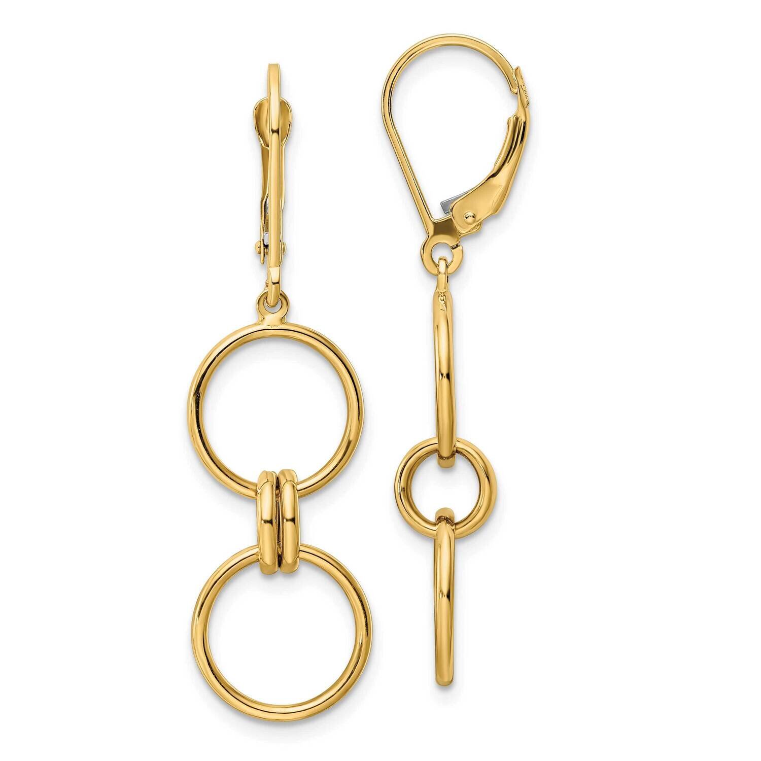 Circle Dangle Leverback Earrings 14k Gold TF2159