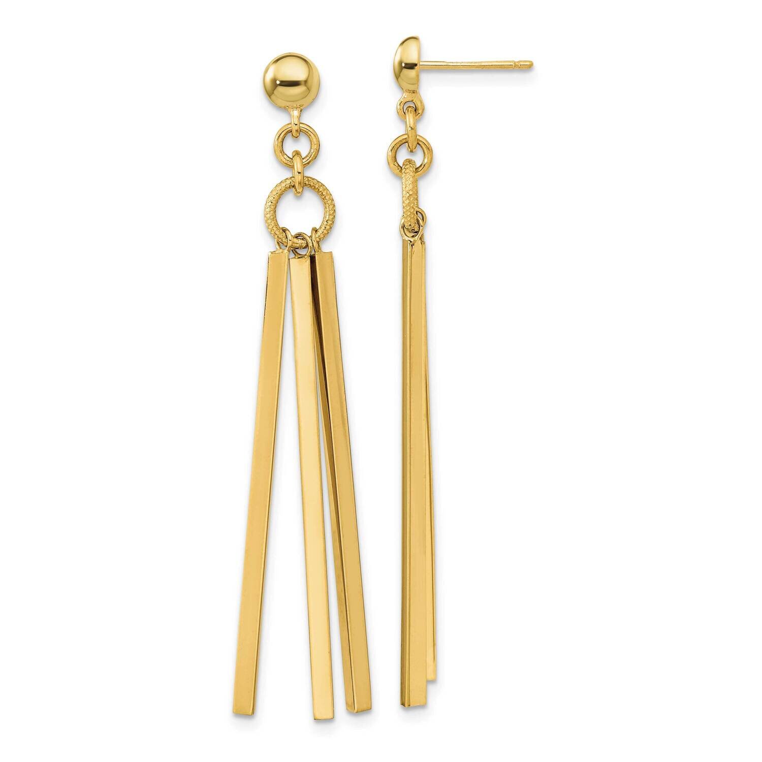 3 Bar Post Dangle Earrings 14k Gold Polished TF2166, MPN: TF2166, 883957993645