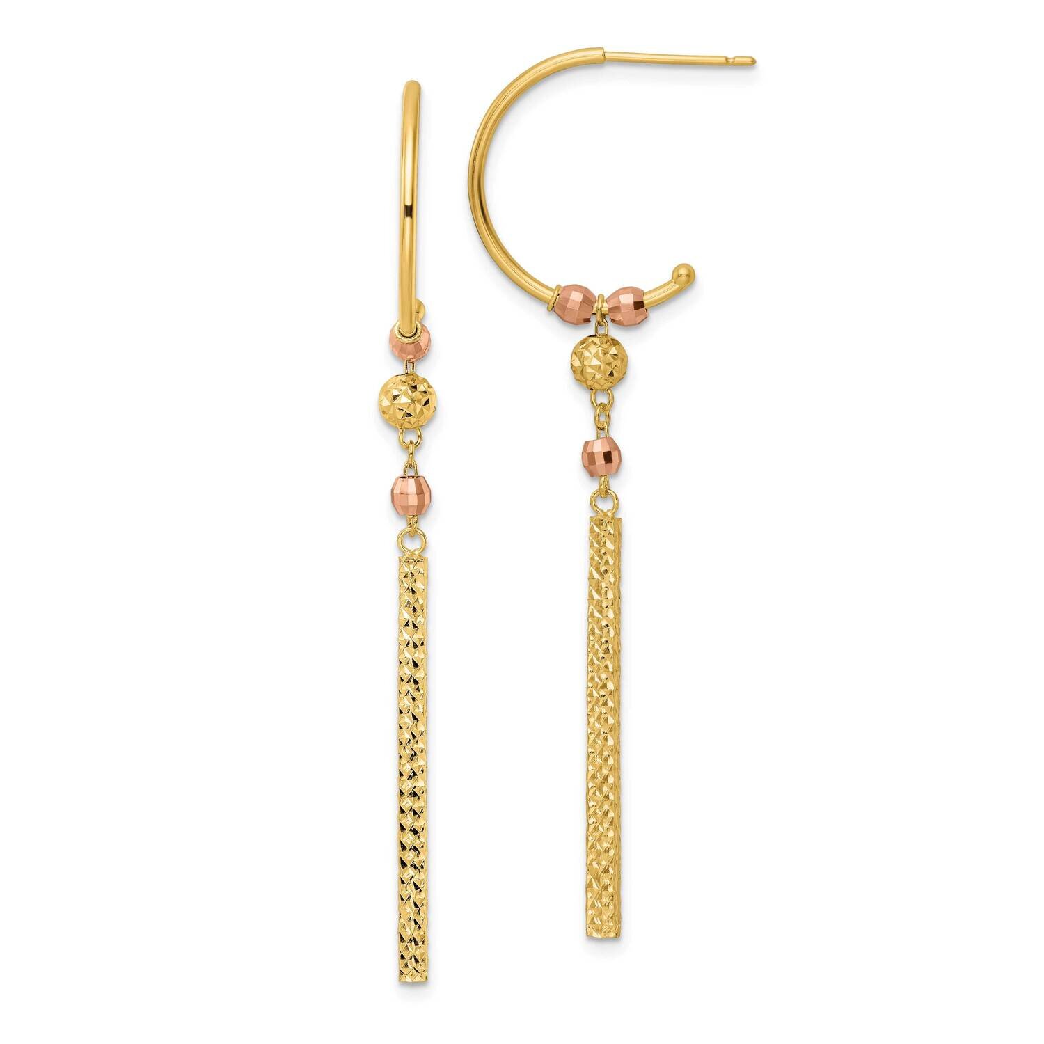 J-Hoop with Diamond-Cut Dangle Earrings 14k Two-Tone Gold TF2169