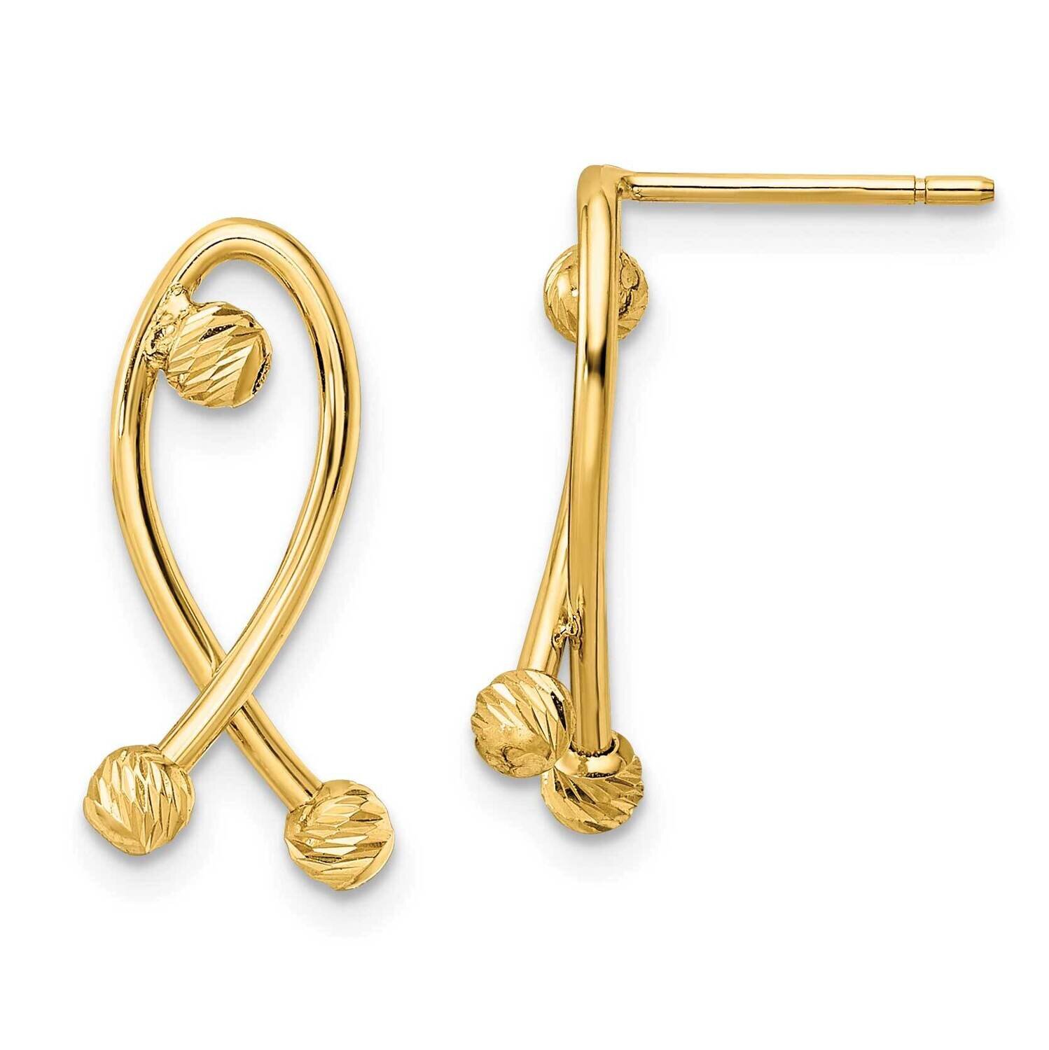 Diamond-Cut Fancy Post Earrings 14k Gold Polished TL1166, MPN: TL1166, 191101801532