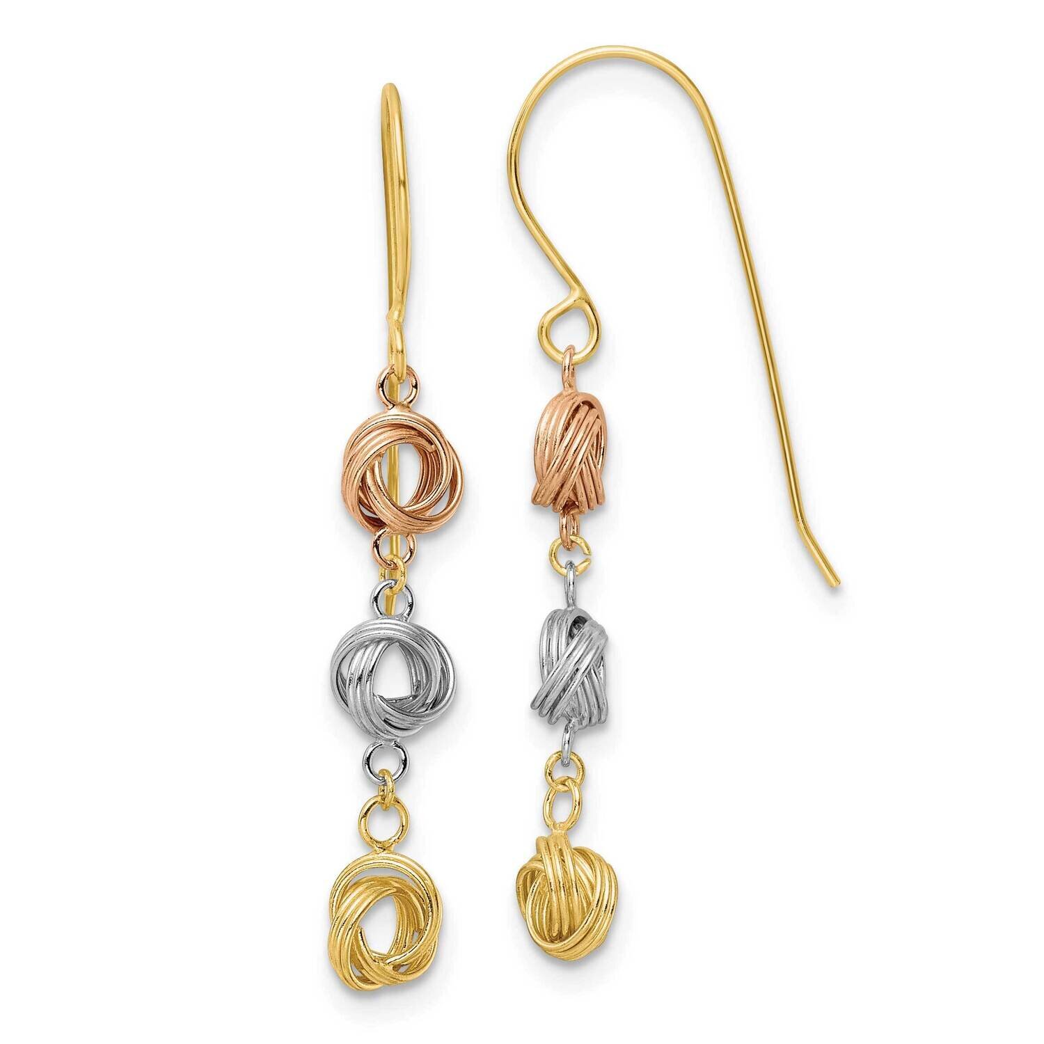 Love Knot Dangle Earrings 14k Tri-Color Gold TL1169, MPN: TL1169, 191101801501