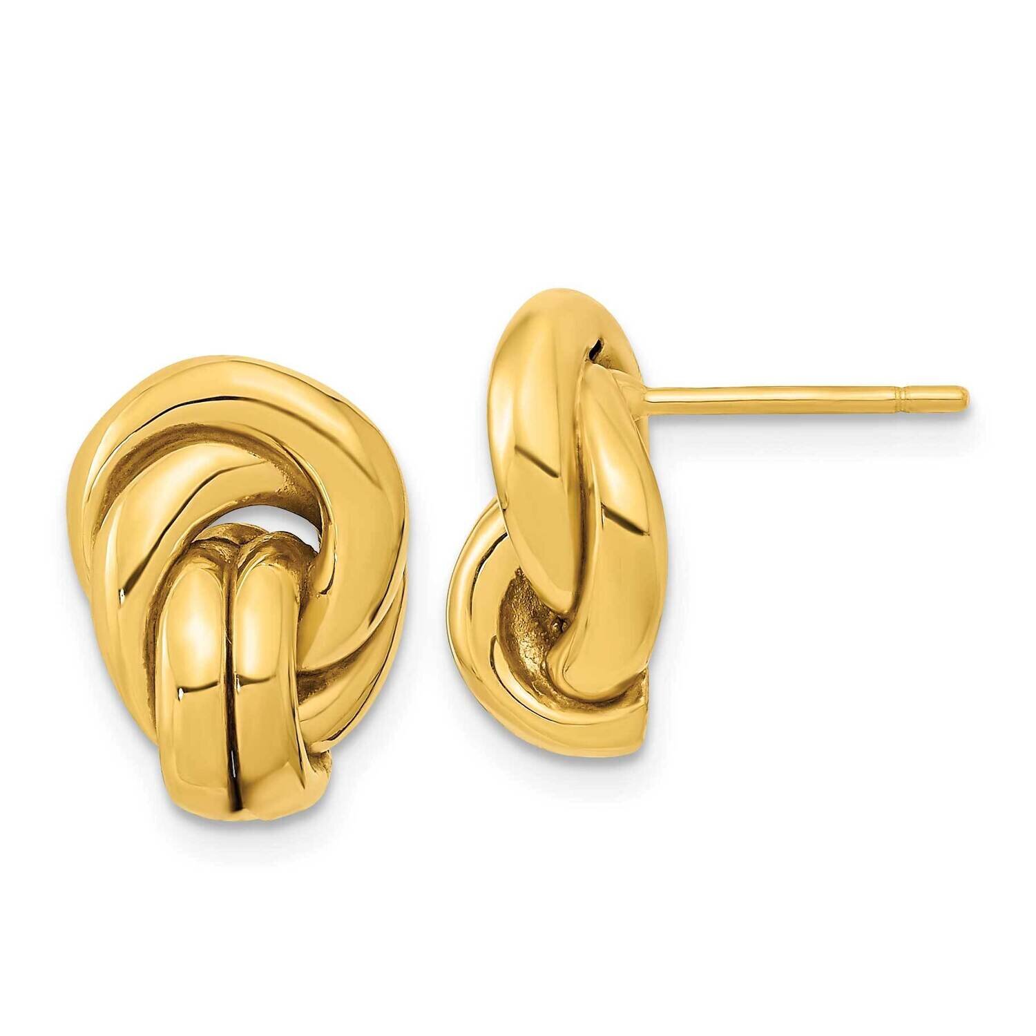 Love Knot Hollow Post Earrings 14k Gold Polished TL1171