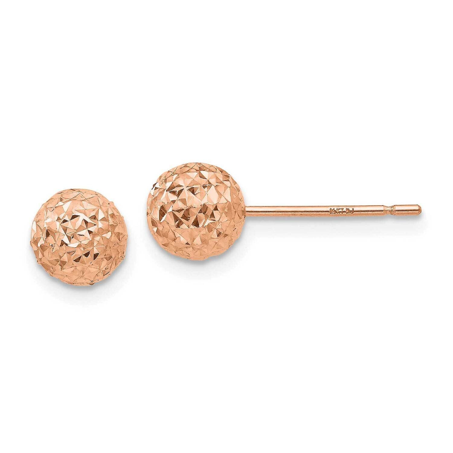 6mm Ball Post Earrings 14k Rose Gold TL907R