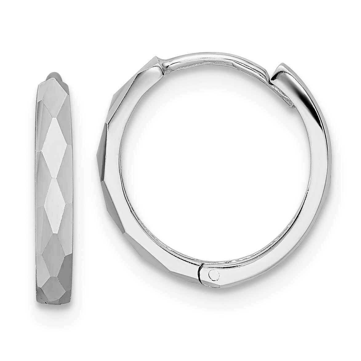Faceted 2x14mm Hinged Hoop Earrings 14k White Gold Polished TM814W, MPN: TM814W, 191101801143
