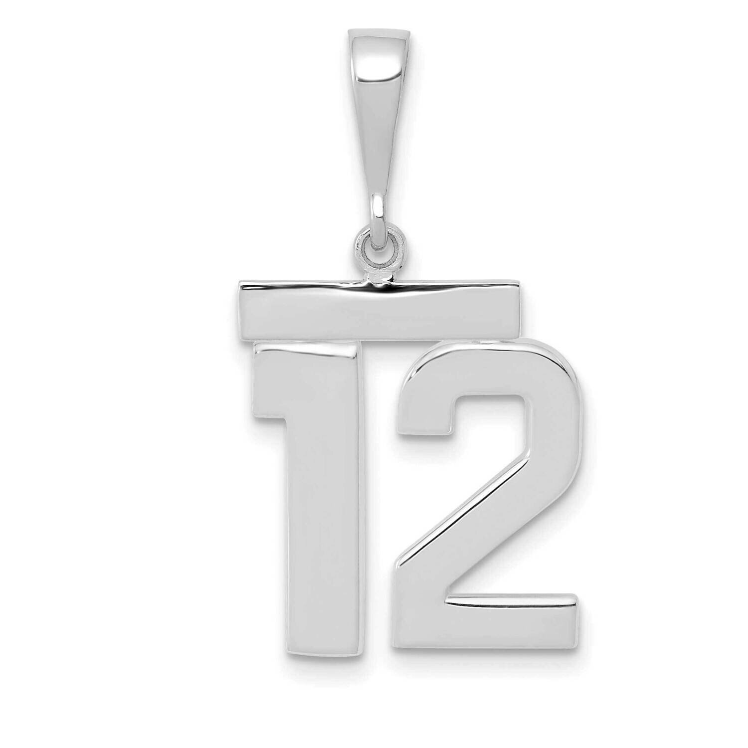 Number 12 Charm 14k White Gold Polished Medium WMP12, MPN: WMP12, 196904076170