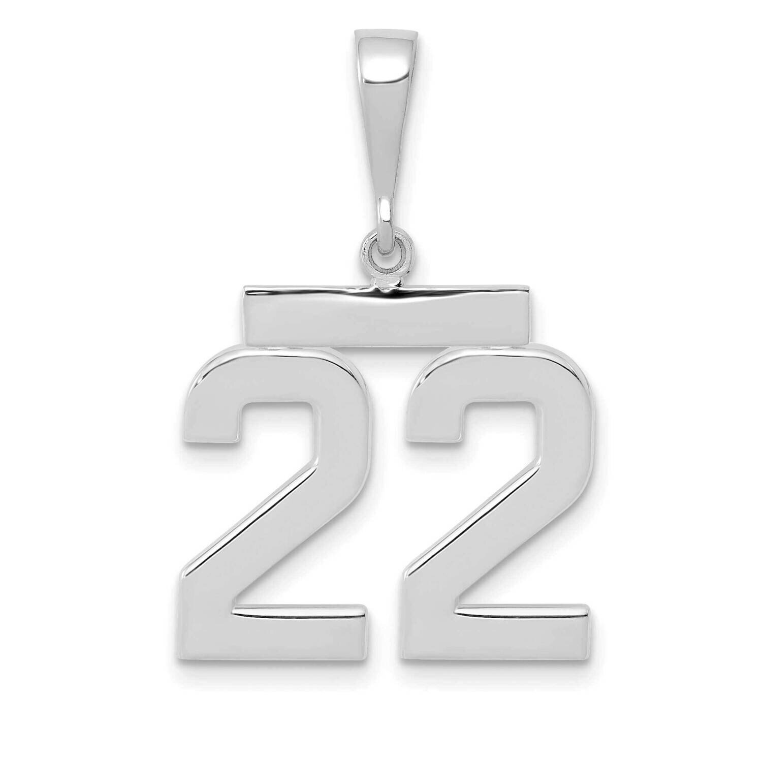 Number 22 Charm 14k White Gold Polished Medium WMP22, MPN: WMP22, 196904076064