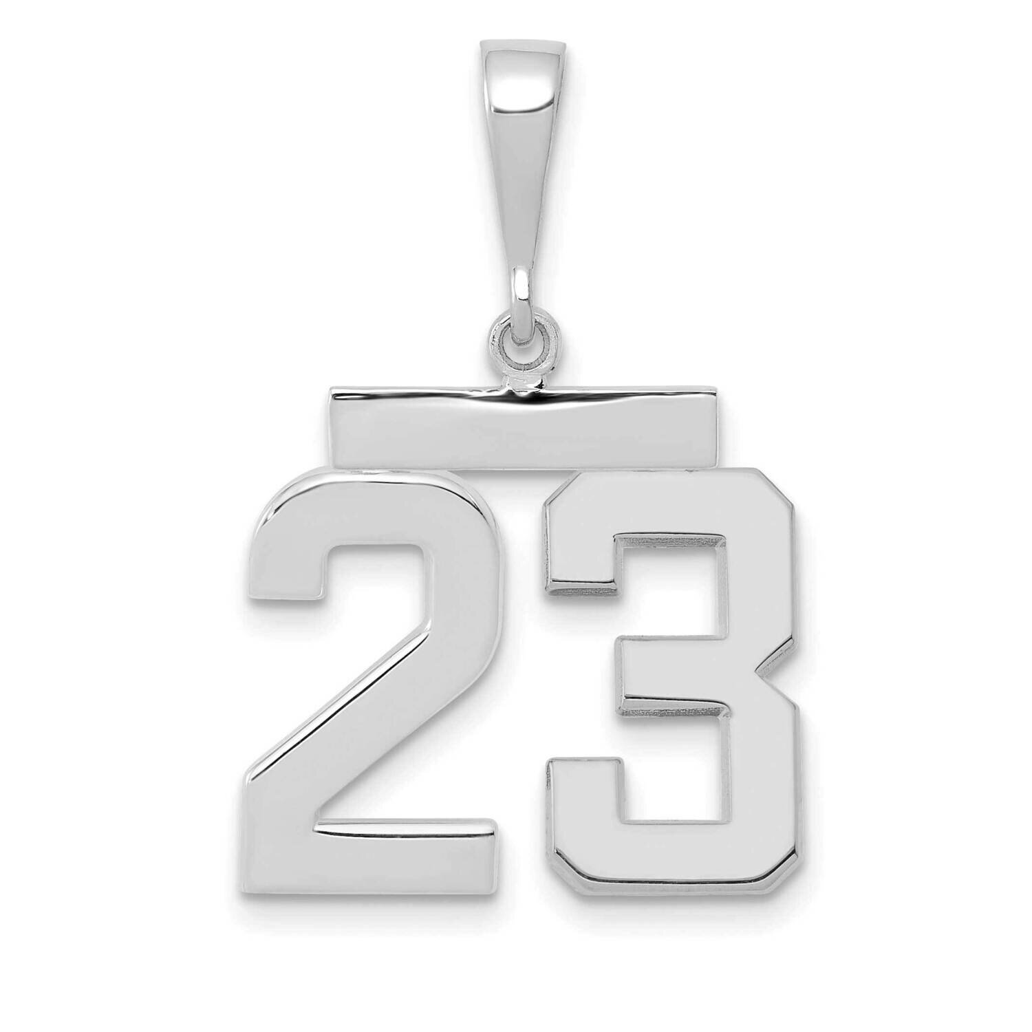 Number 23 Charm 14k White Gold Polished Medium WMP23