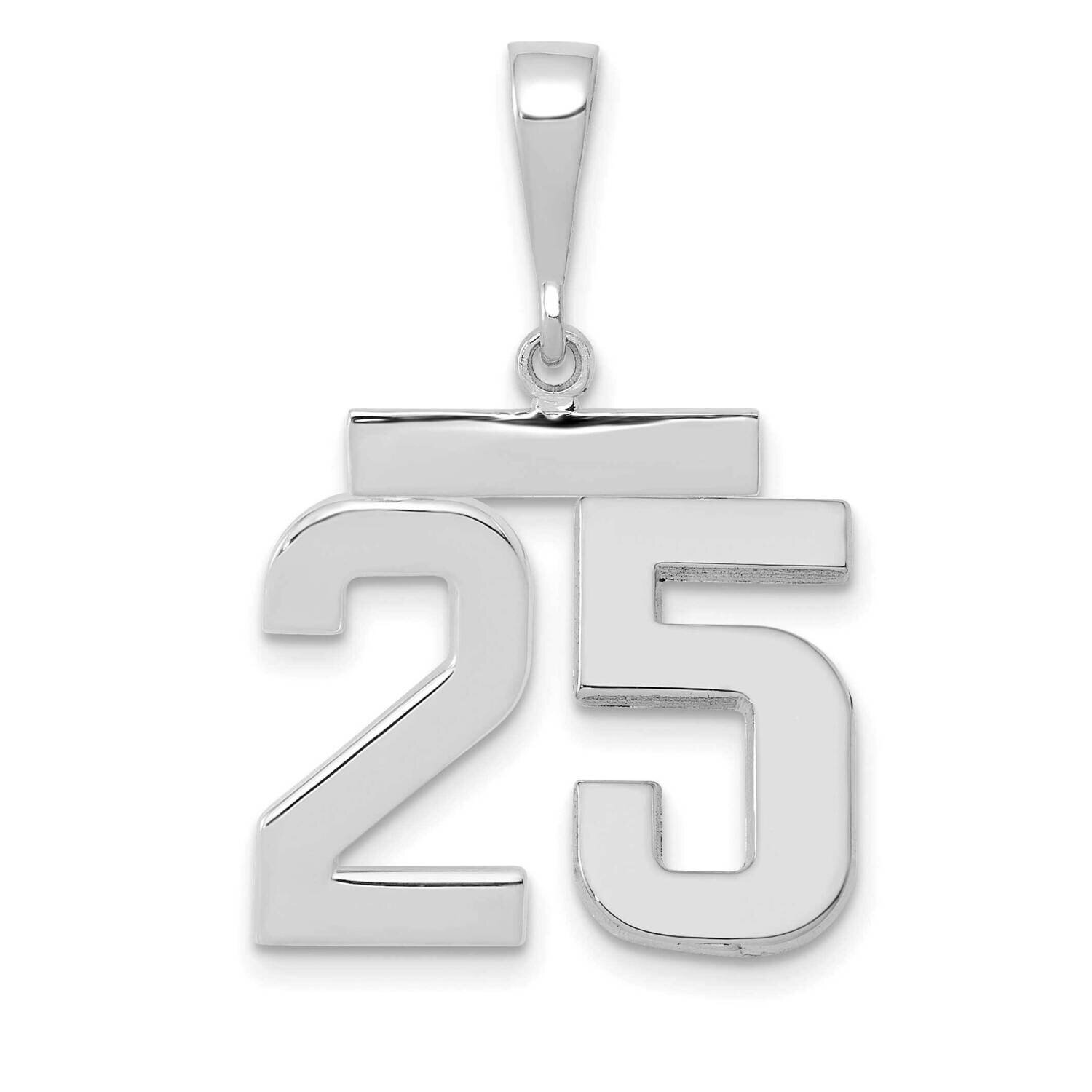 Number 25 Charm 14k White Gold Polished Medium WMP25, MPN: WMP25, 196904076040