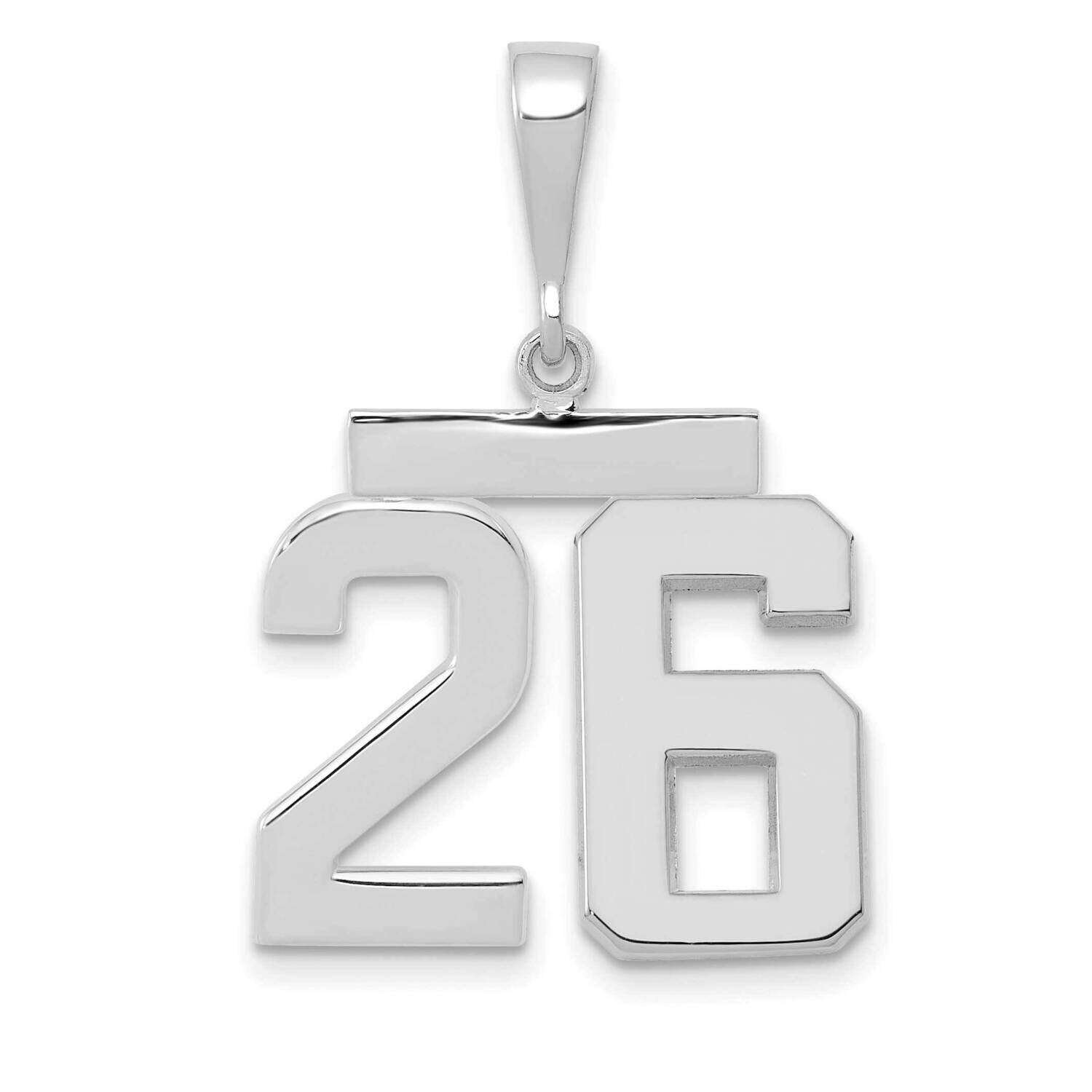 Number 26 Charm 14k White Gold Polished Medium WMP26, MPN: WMP26, 196904076033