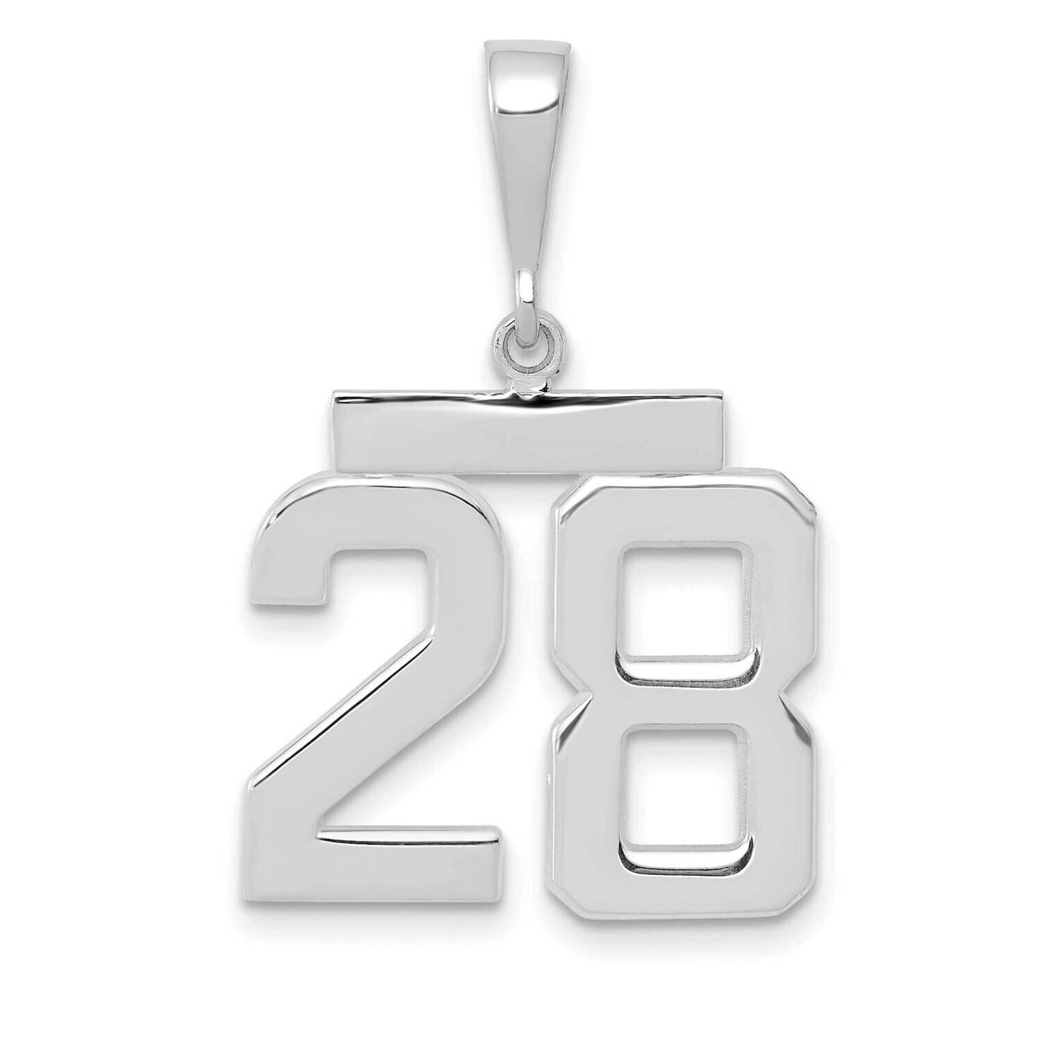 Number 28 Charm 14k White Gold Polished Medium WMP28, MPN: WMP28, 196904075876
