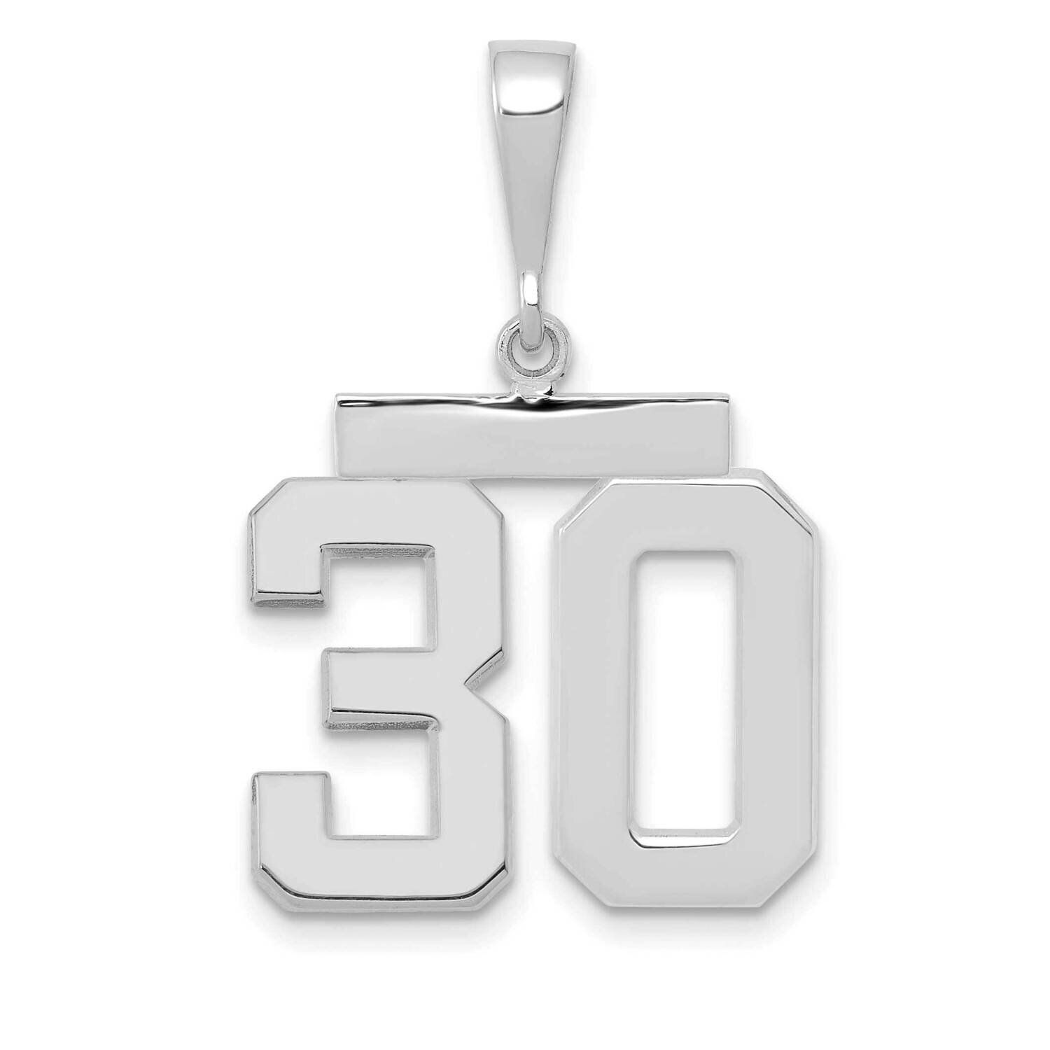 Number 30 Charm 14k White Gold Polished Medium WMP30, MPN: WMP30, 196904076002