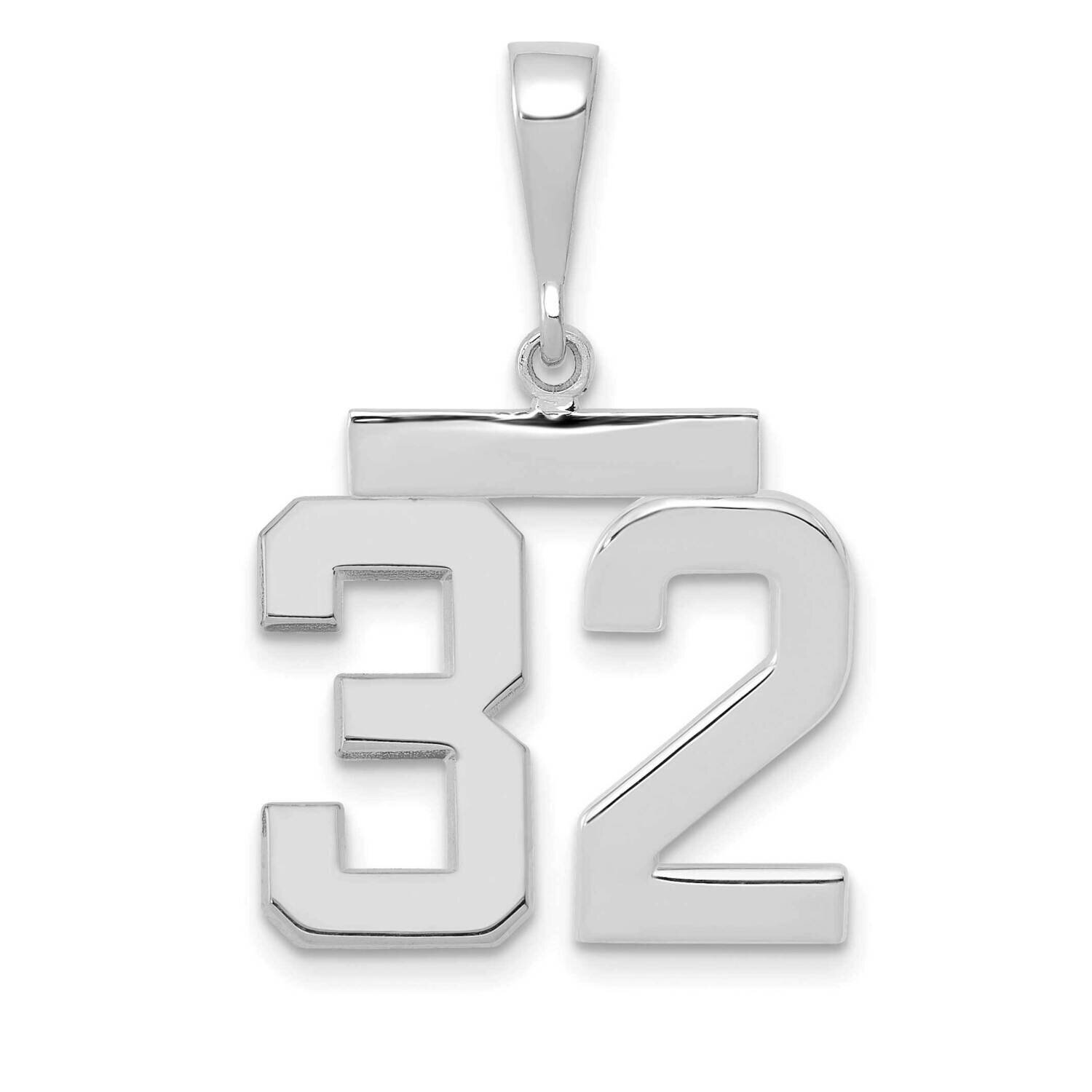 Number 32 Charm 14k White Gold Polished Medium WMP32, MPN: WMP32, 196904075999