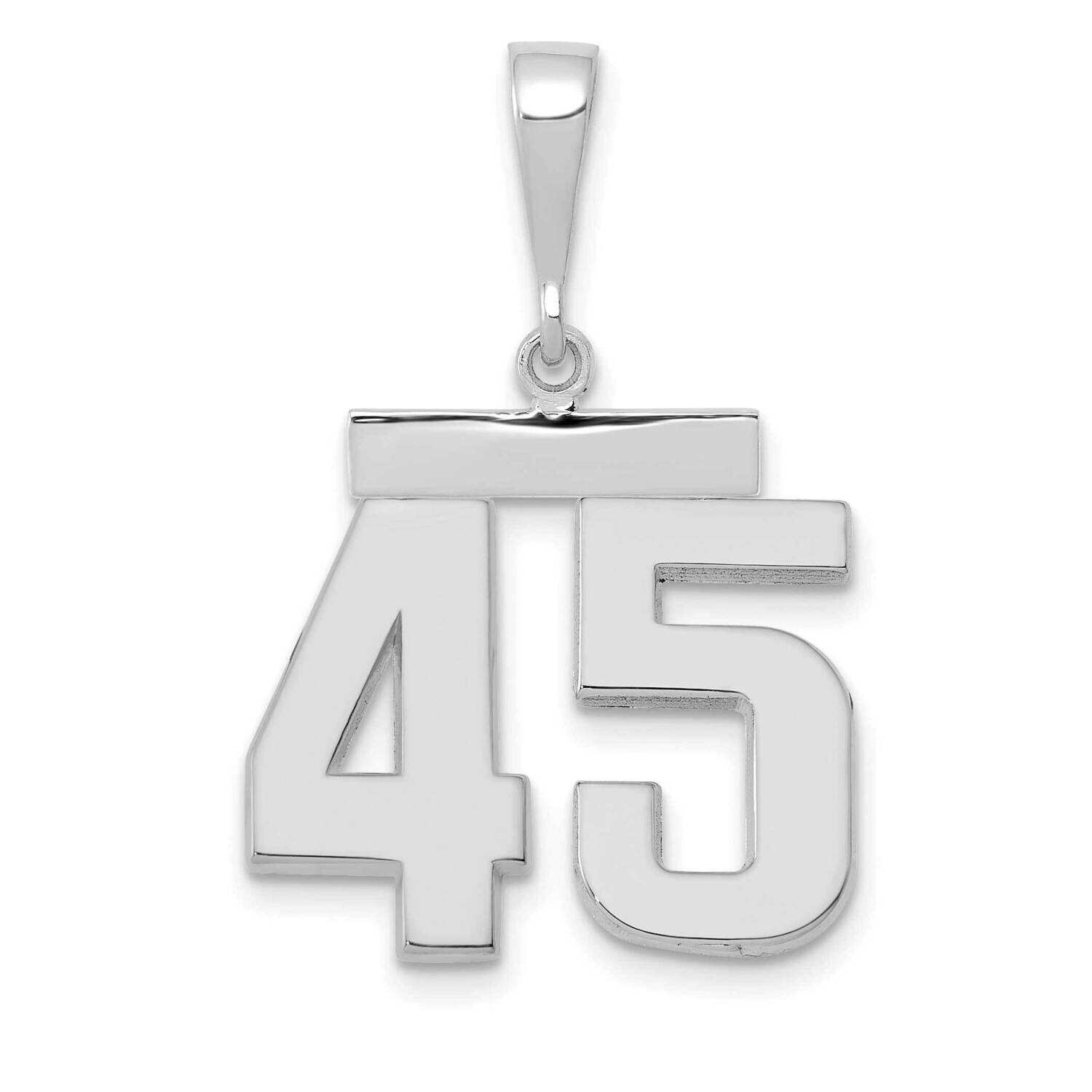 Number 45 Charm 14k White Gold Polished Medium WMP45