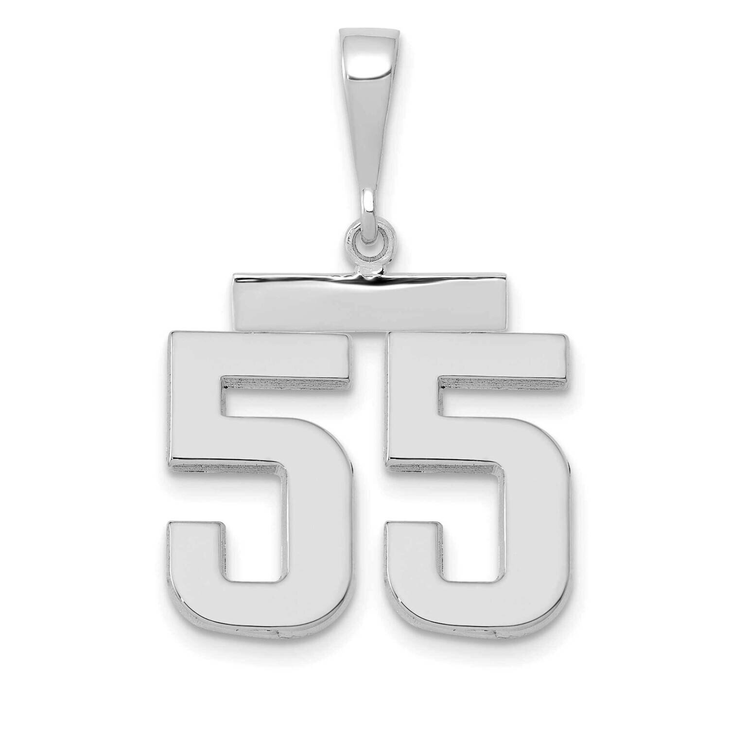 Number 55 Charm 14k White Gold Polished Medium WMP55, MPN: WMP55, 196904075753