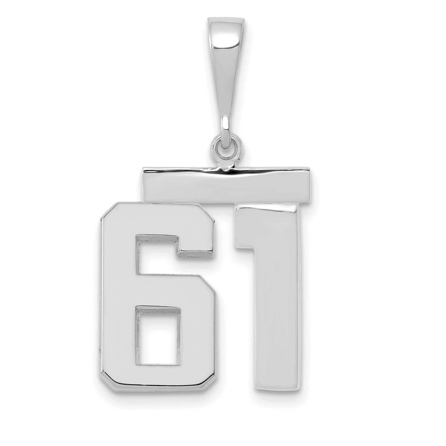 Number 61 Charm 14k White Gold Polished Medium WMP61, MPN: WMP61, 196904075678