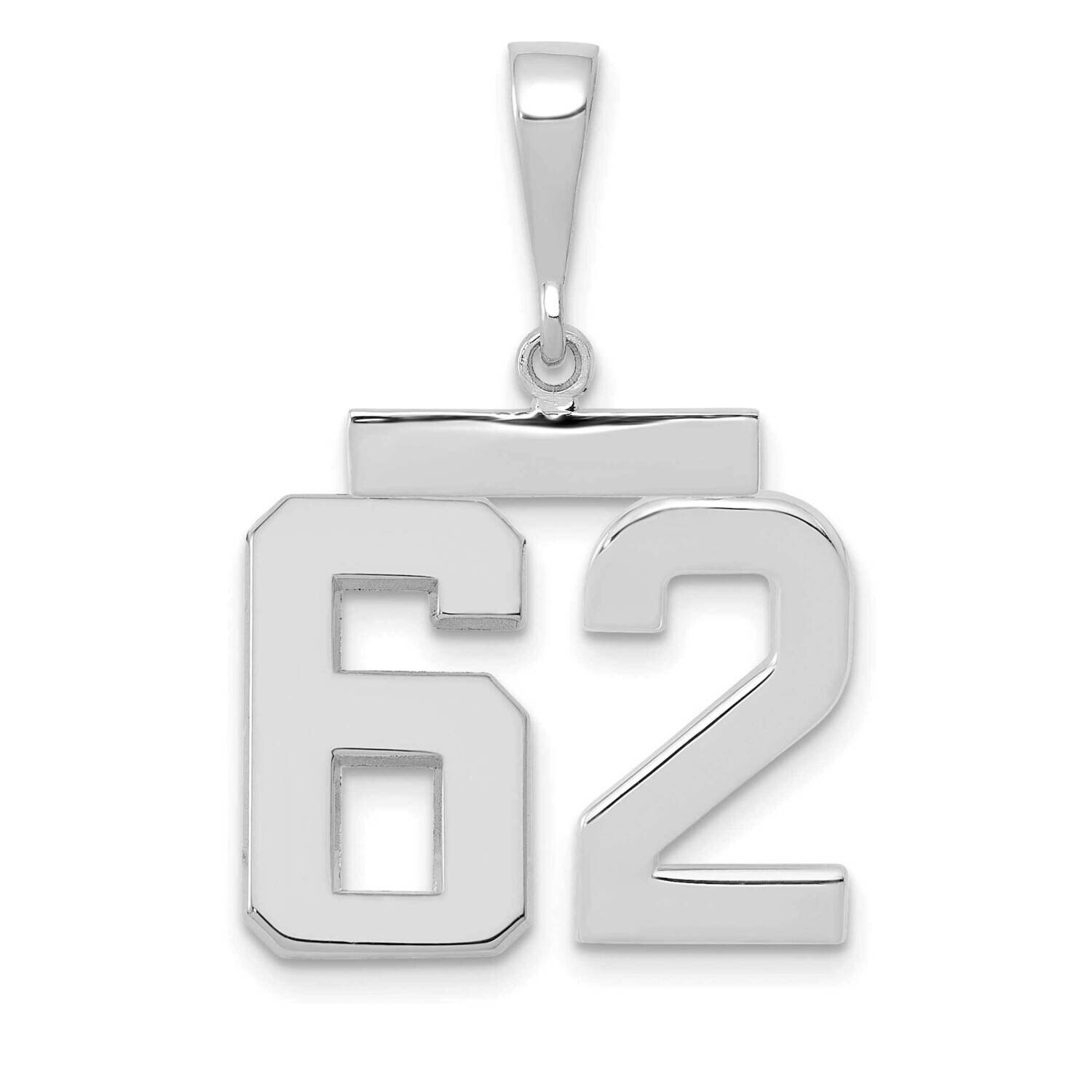 Number 62 Charm 14k White Gold Polished Medium WMP62, MPN: WMP62, 196904075685