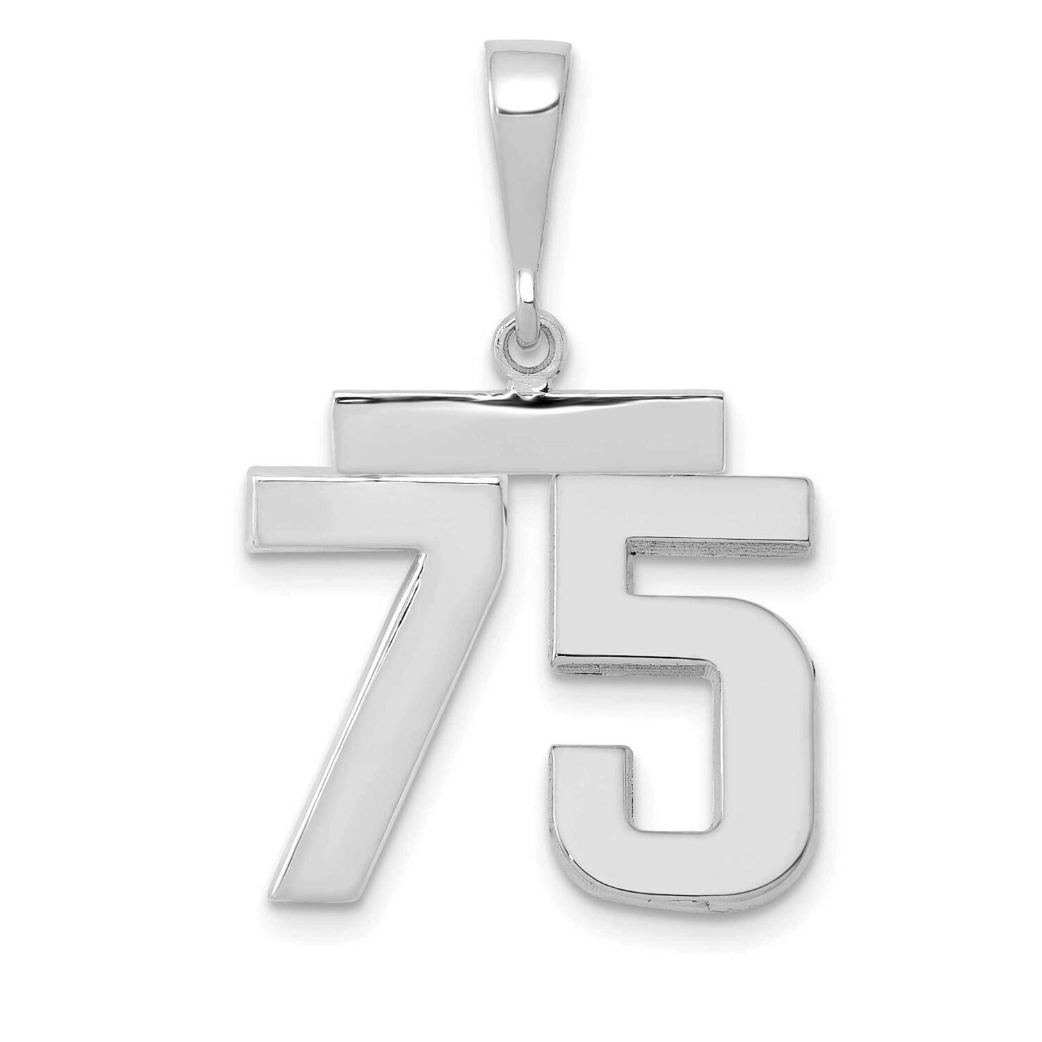 Number 75 Charm 14k White Gold Polished Medium WMP75, MPN: WMP75, 196904075555