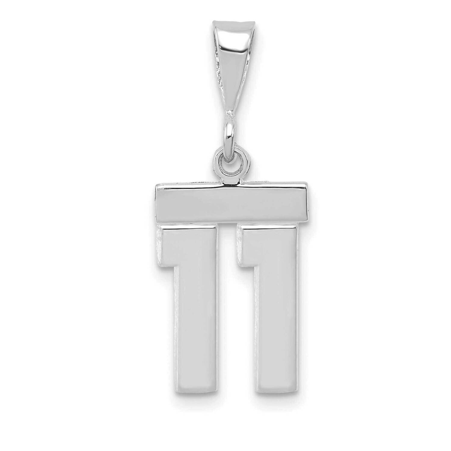 Number 11 Charm 14k White Gold Polished Small WSP11