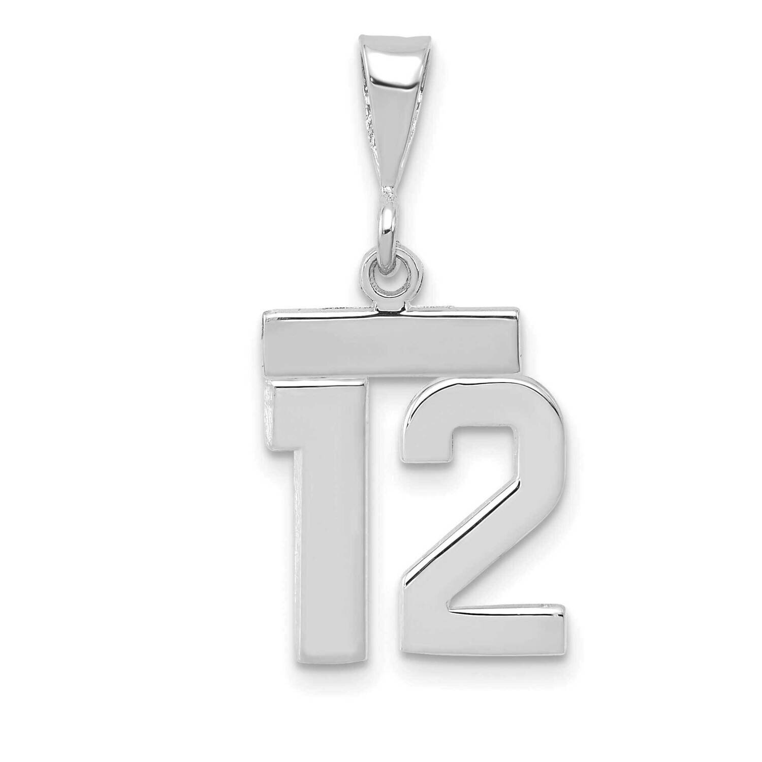 Number 12 Charm 14k White Gold Polished Small WSP12