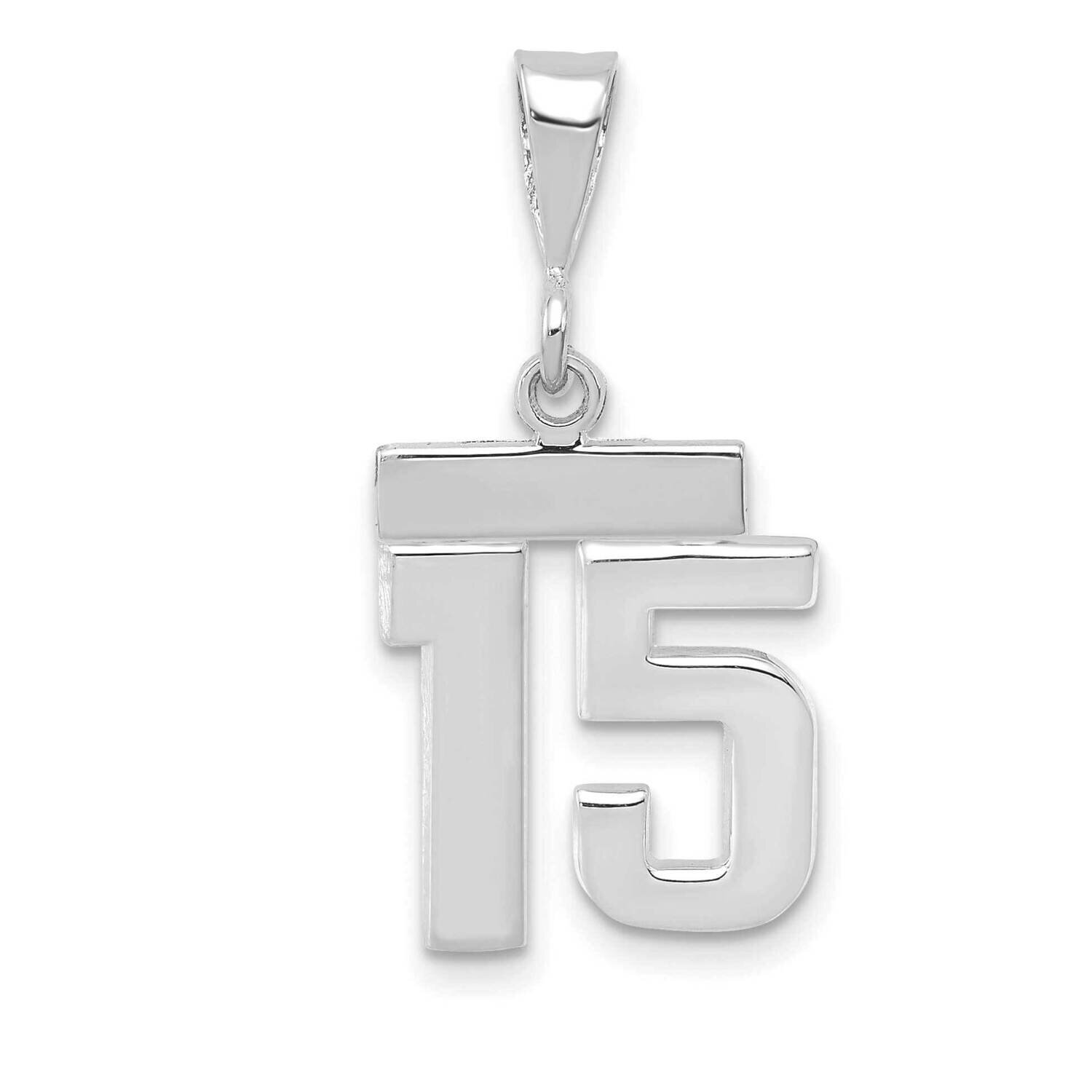 Number 15 Charm 14k White Gold Polished Small WSP15, MPN: WSP15, 196904070611