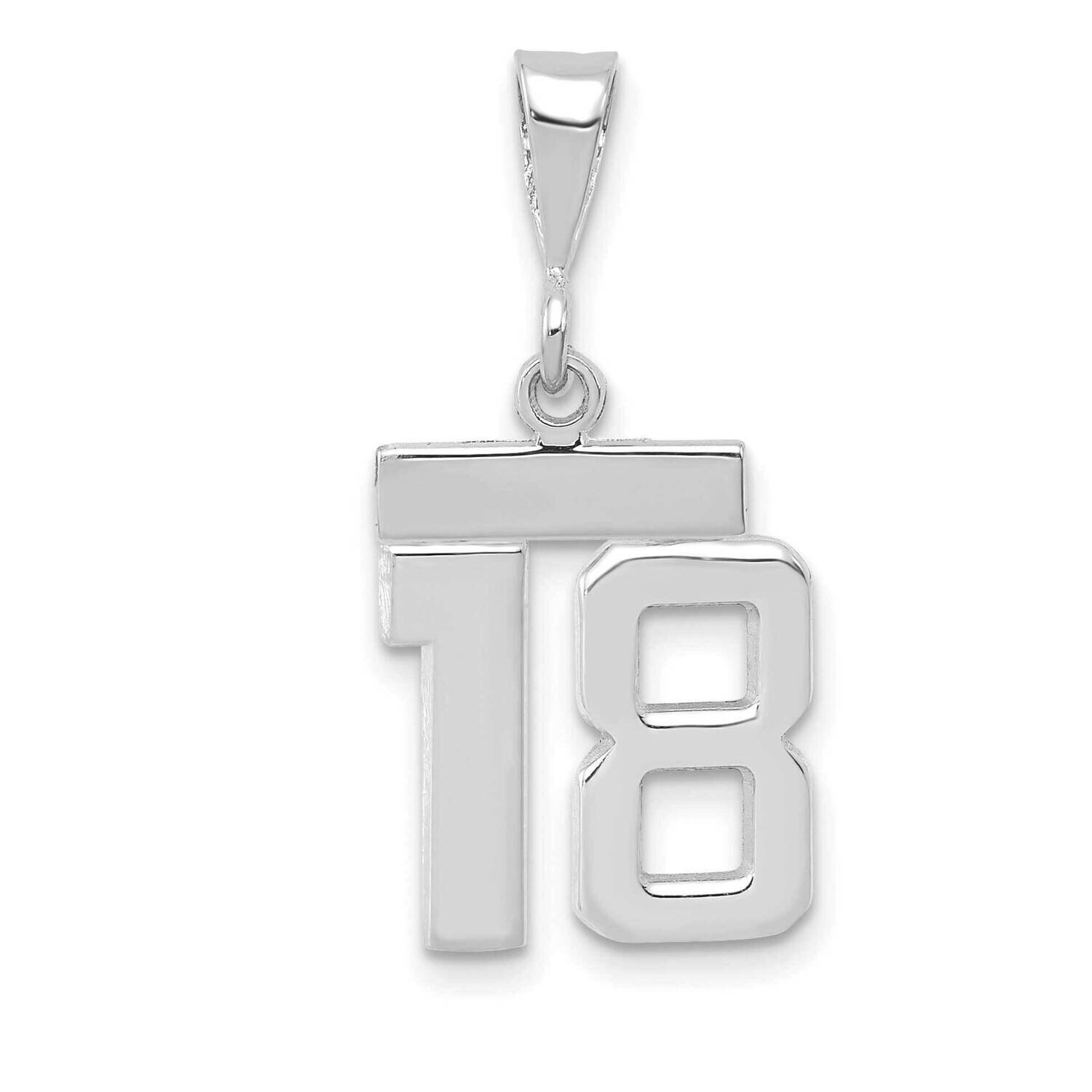 Number 18 Charm 14k White Gold Polished Small WSP18, MPN: WSP18, 196904069585