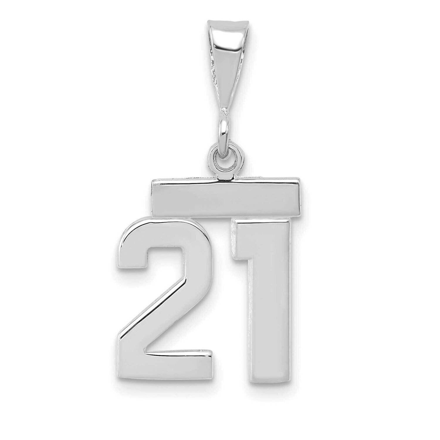 Number 21 Charm 14k White Gold Polished Small WSP21