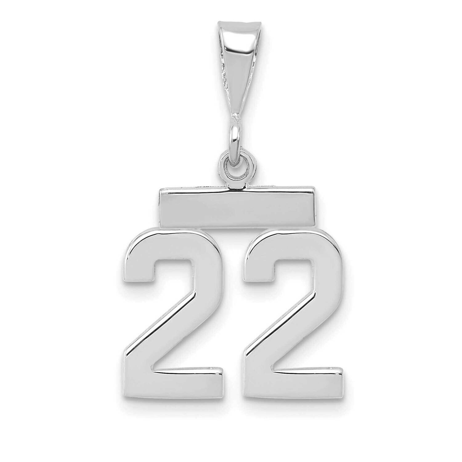 Number 22 Charm 14k White Gold Polished Small WSP22