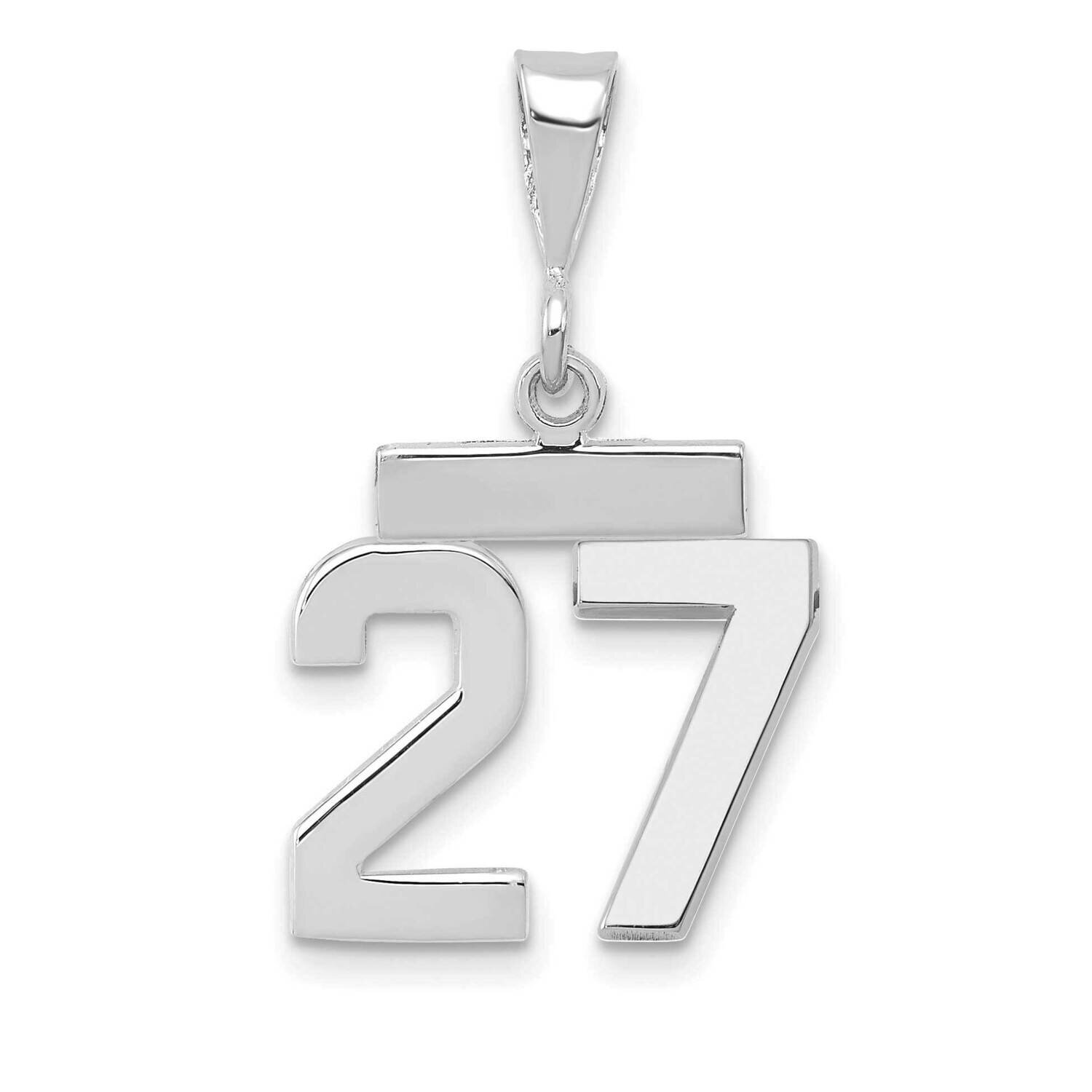 Number 27 Charm 14k White Gold Polished Small WSP27
