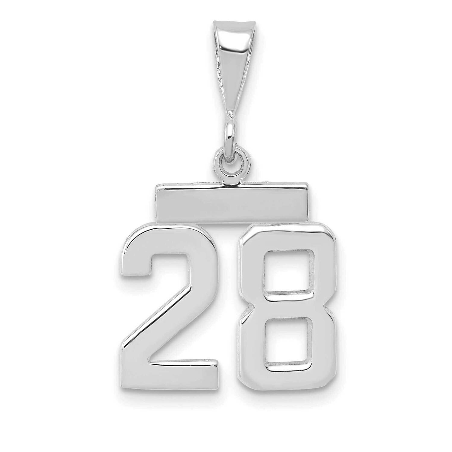 Number 28 Charm 14k White Gold Polished Small WSP28