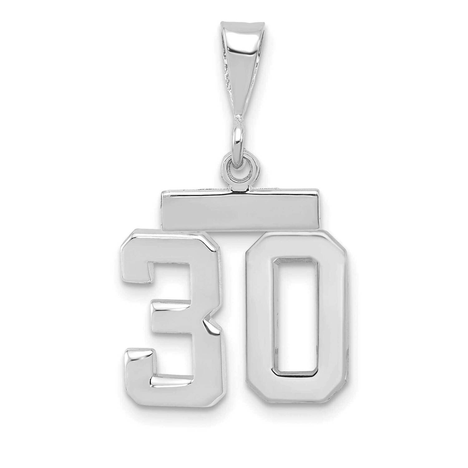 Number 30 Charm 14k White Gold Polished Small WSP30, MPN: WSP30, 196904075159