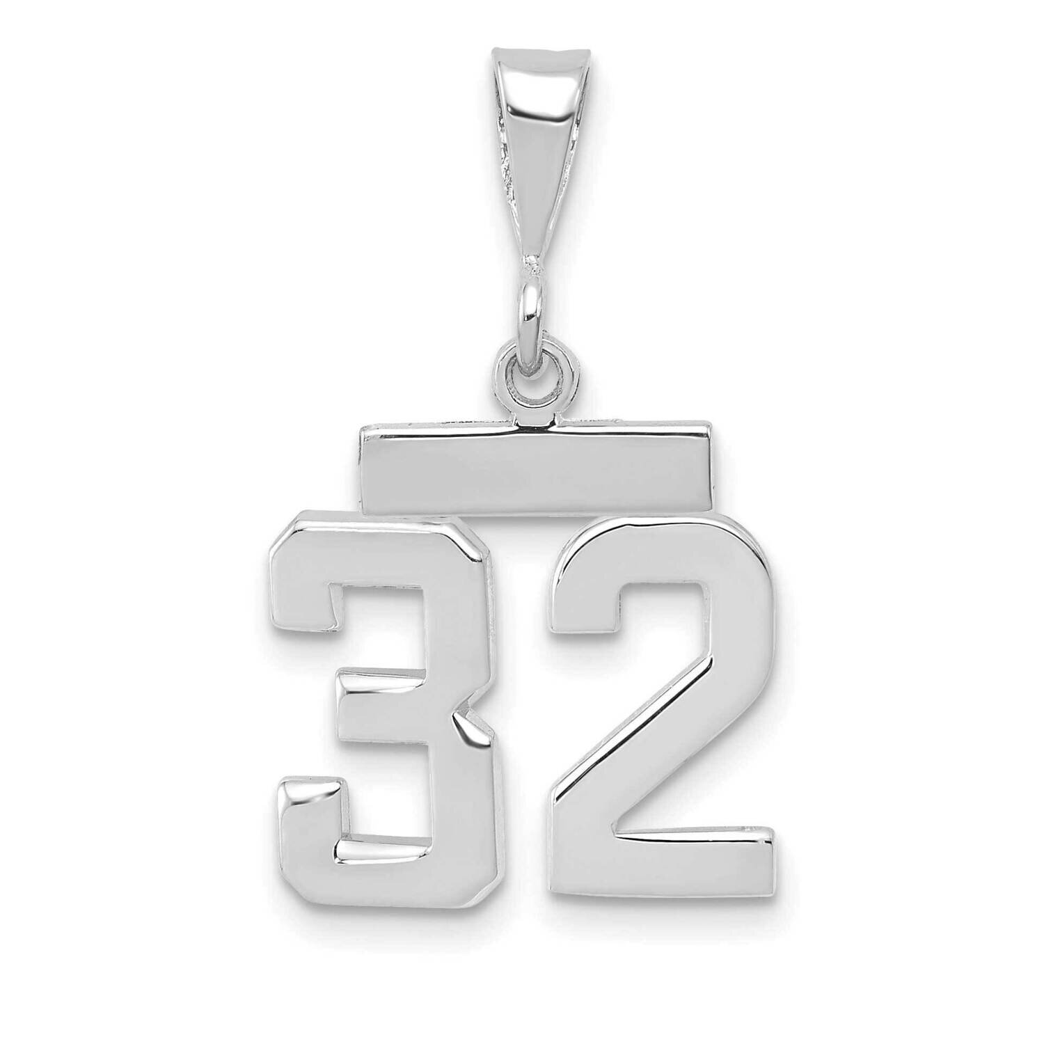 Number 32 Charm 14k White Gold Polished Small WSP32