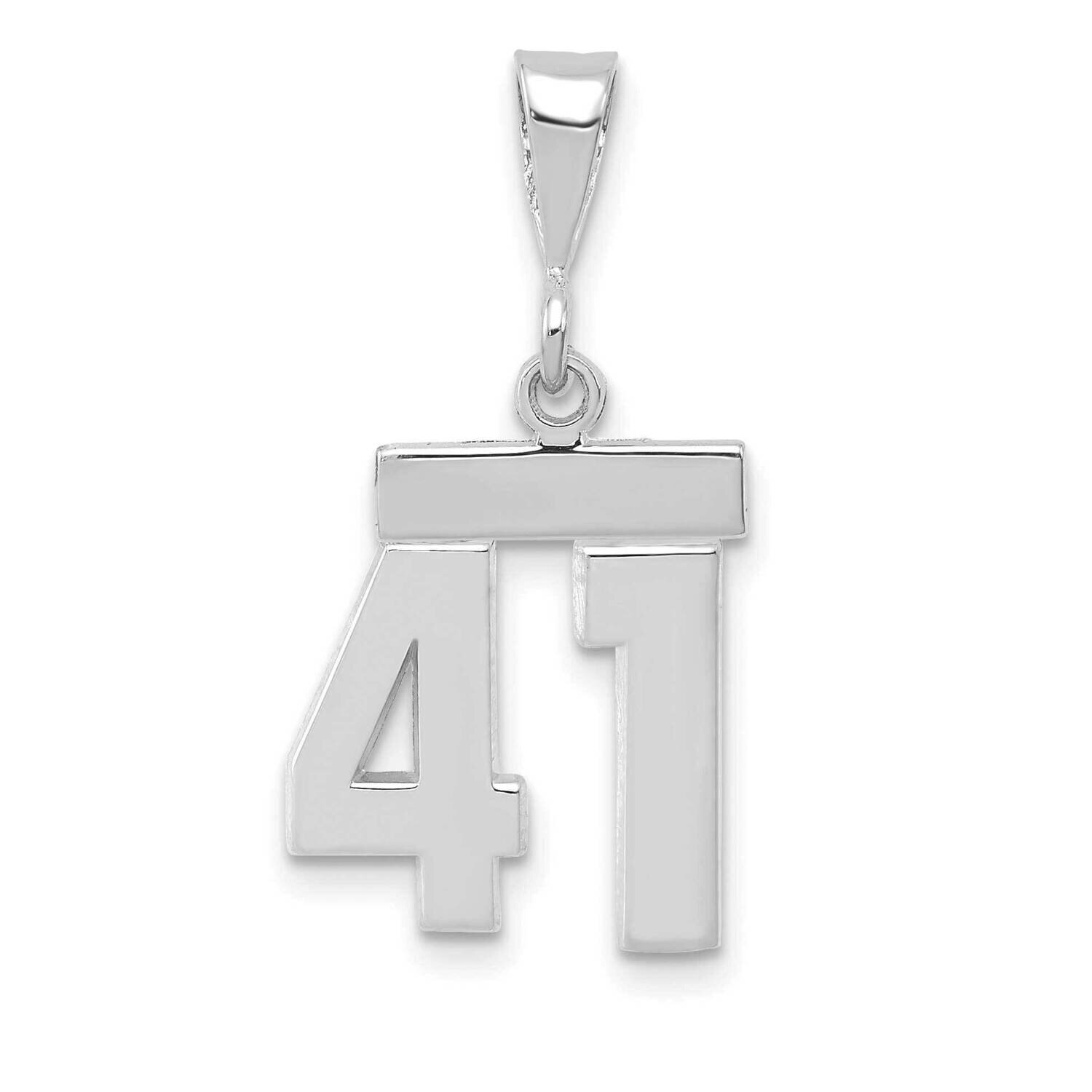 Number 41 Charm 14k White Gold Polished Small WSP41