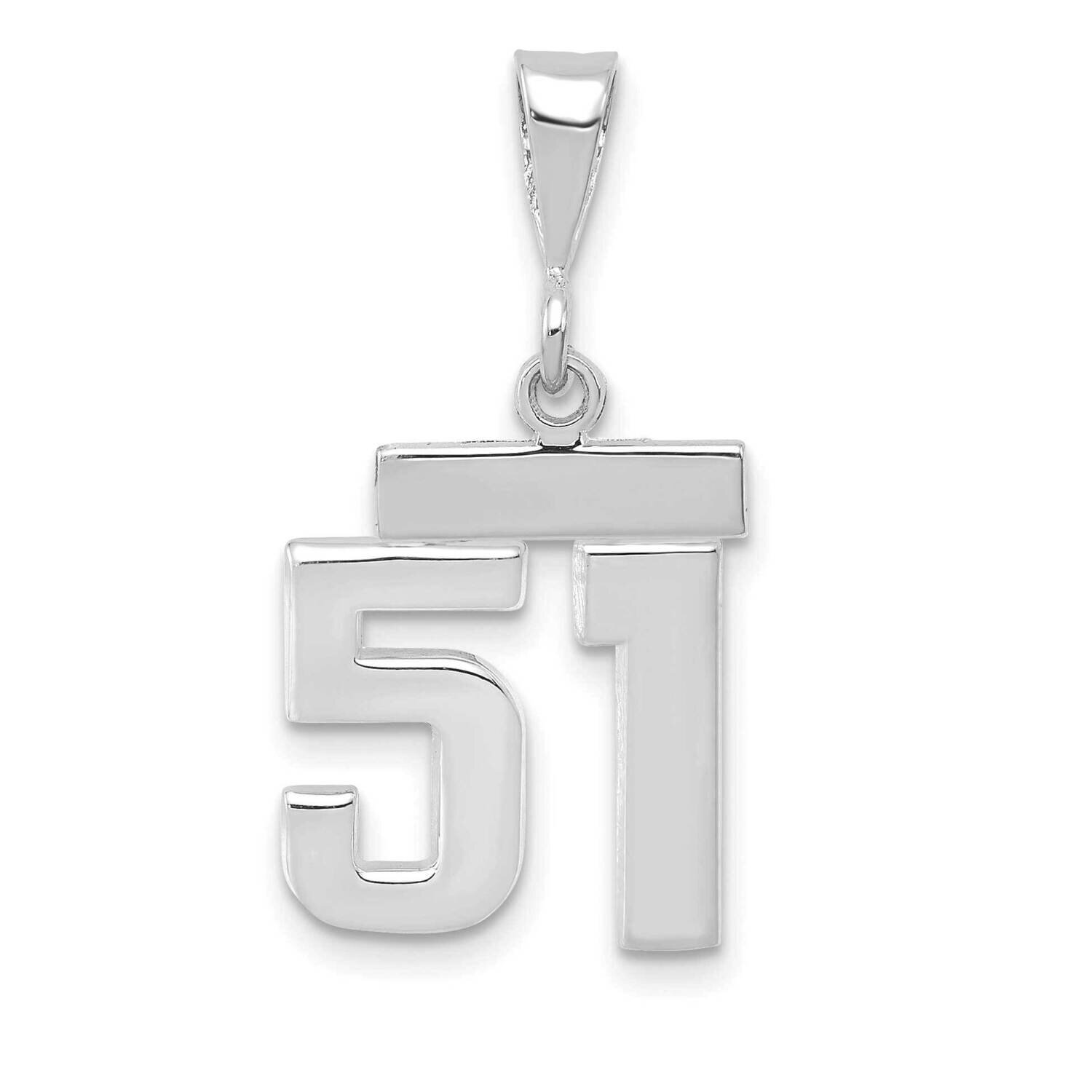 Number 51 Charm 14k White Gold Polished Small WSP51, MPN: WSP51, 196904074862