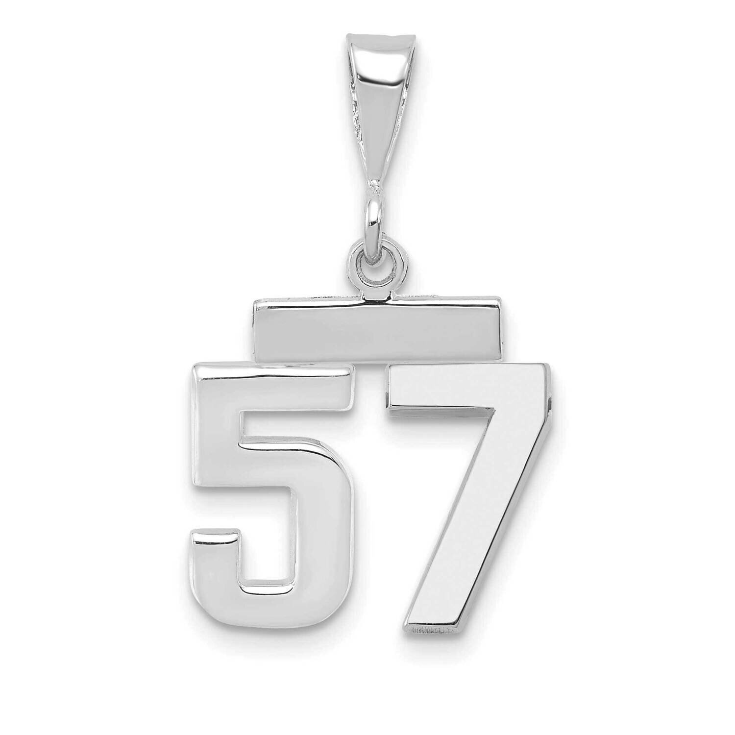 Number 57 Charm 14k White Gold Polished Small WSP57