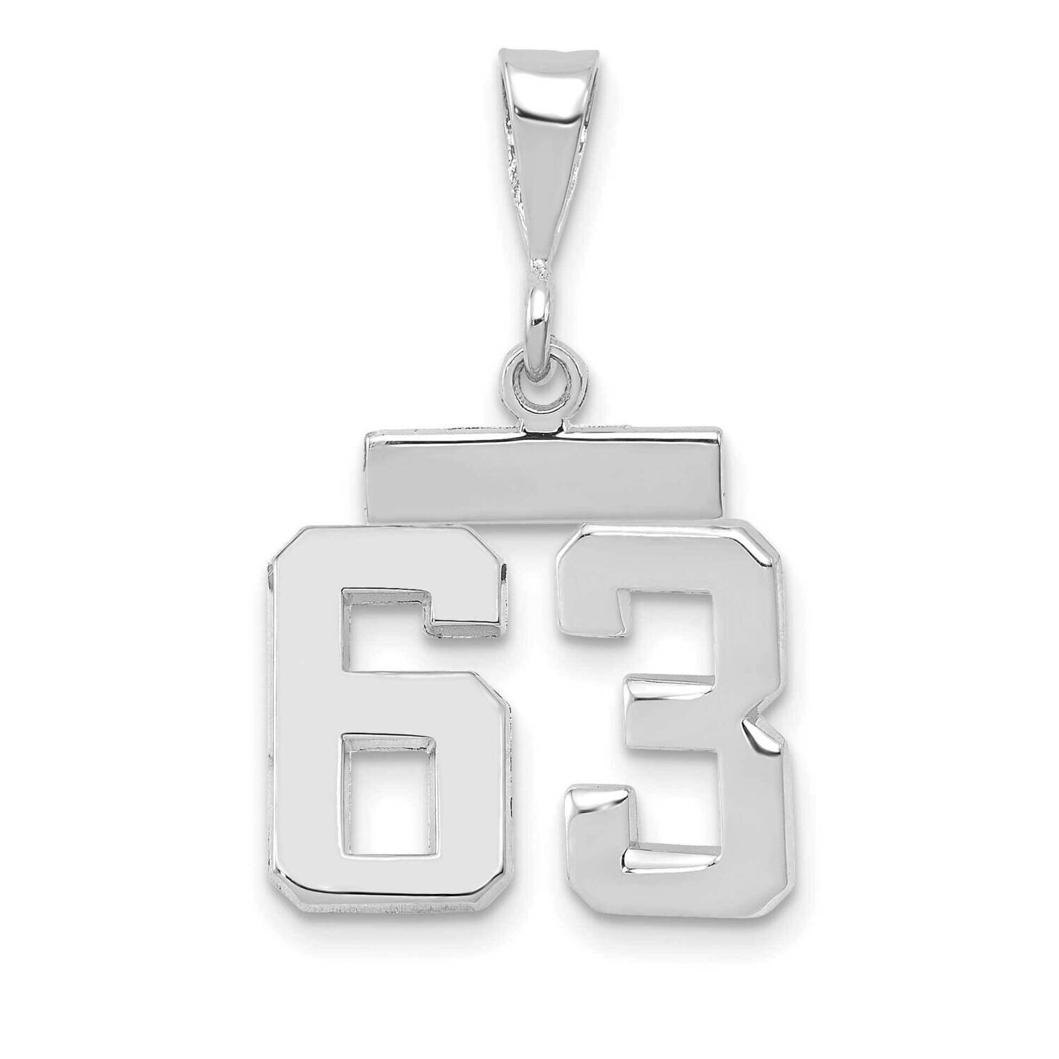 Number 63 Charm 14k White Gold Polished Small WSP63