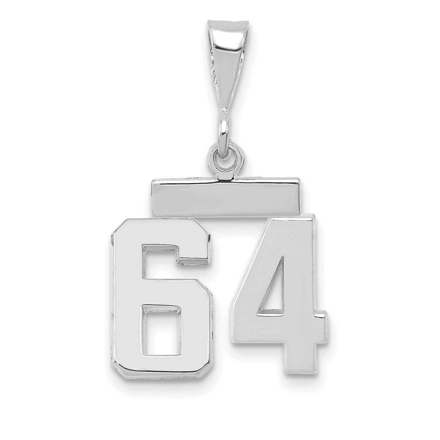 Number 64 Charm 14k White Gold Polished Small WSP64