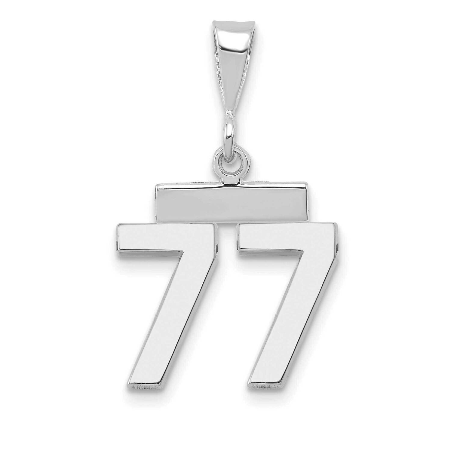 Number 77 Charm 14k White Gold Polished Small WSP77