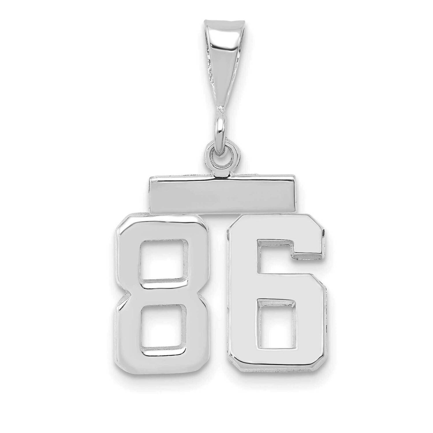 Number 86 Charm 14k White Gold Polished Small WSP86