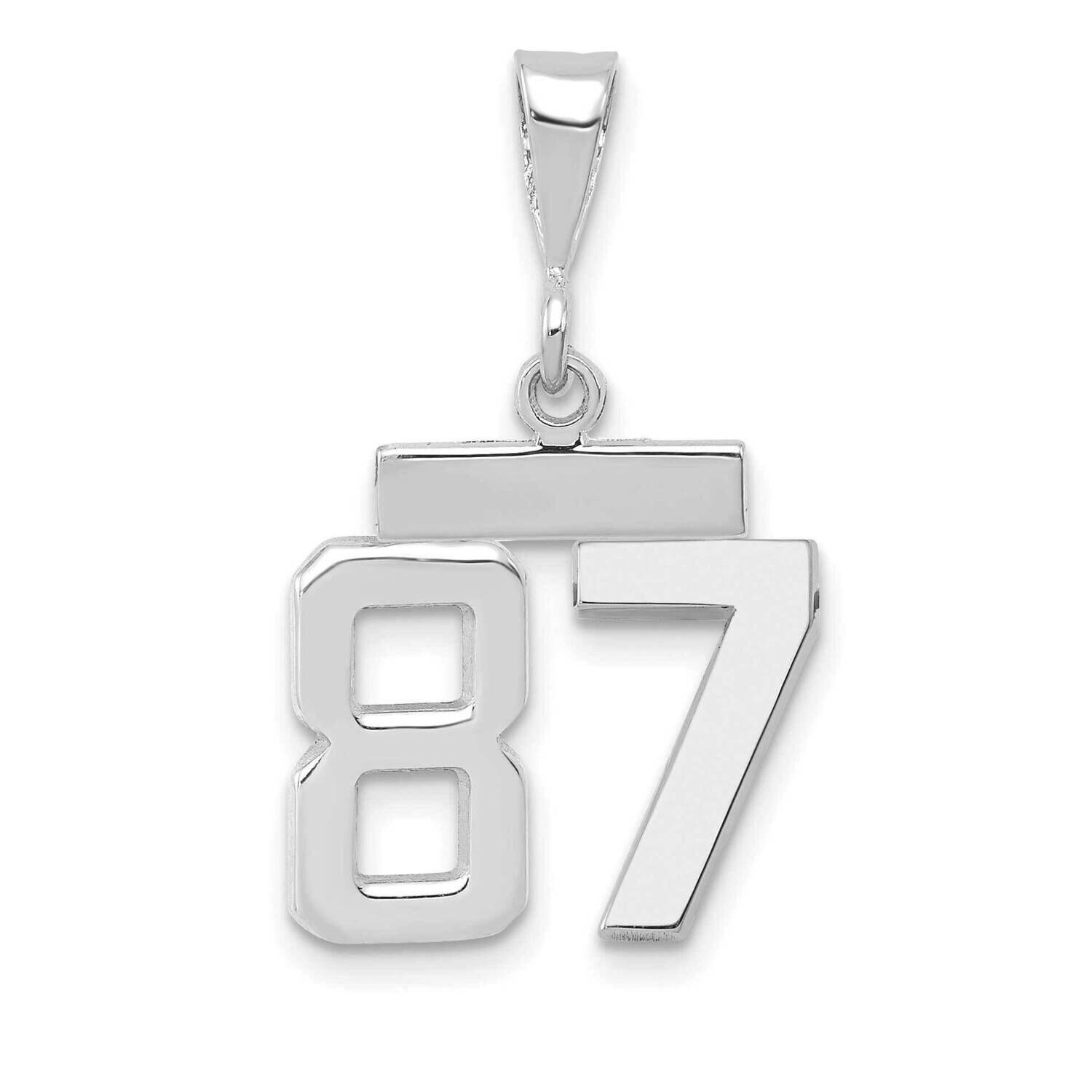 Number 87 Charm 14k White Gold Polished Small WSP87