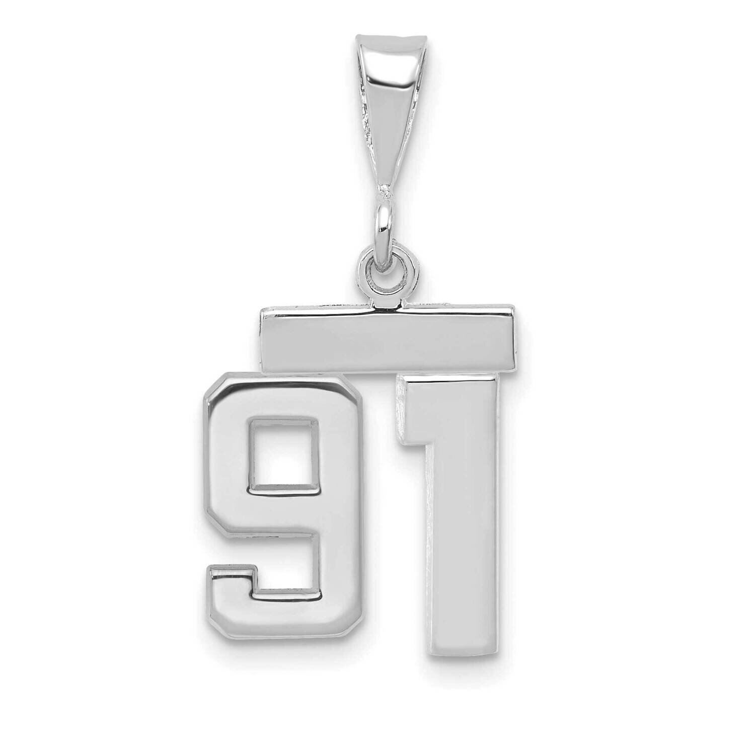 Number 91 Charm 14k White Gold Polished Small WSP91