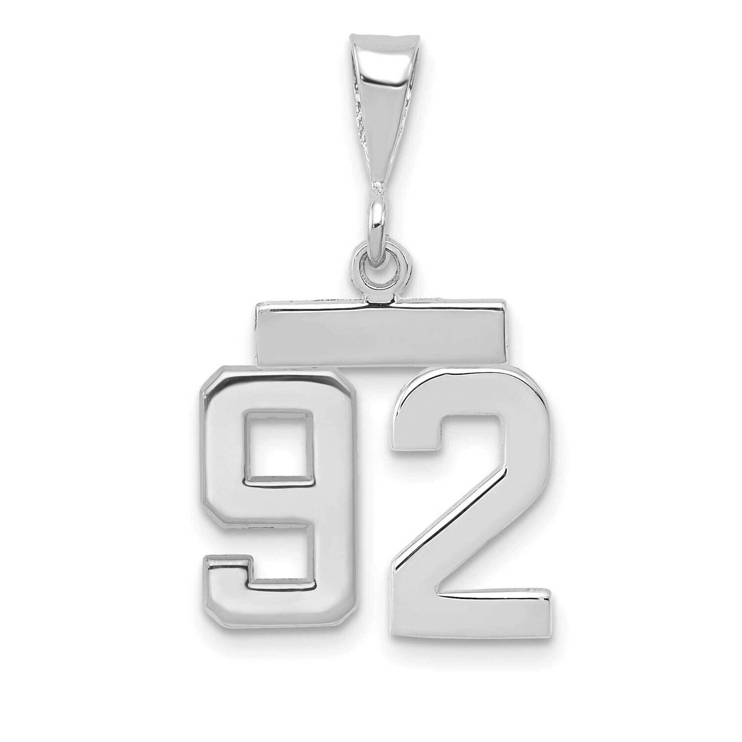 Number 92 Charm 14k White Gold Polished Small WSP92