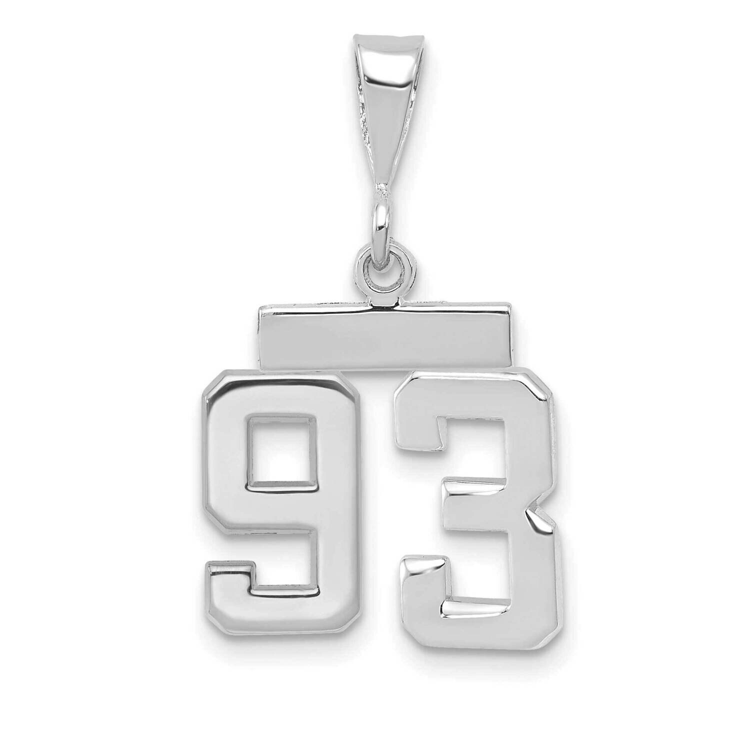 Number 93 Charm 14k White Gold Polished Small WSP93