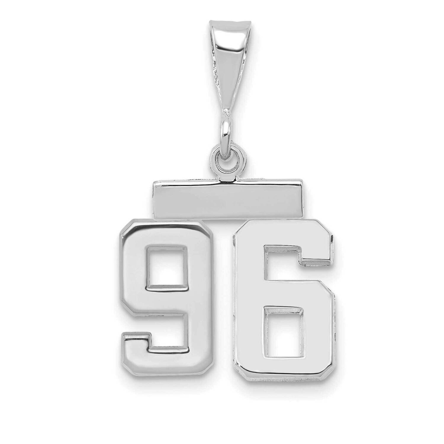 Number 96 Charm 14k White Gold Polished Small WSP96