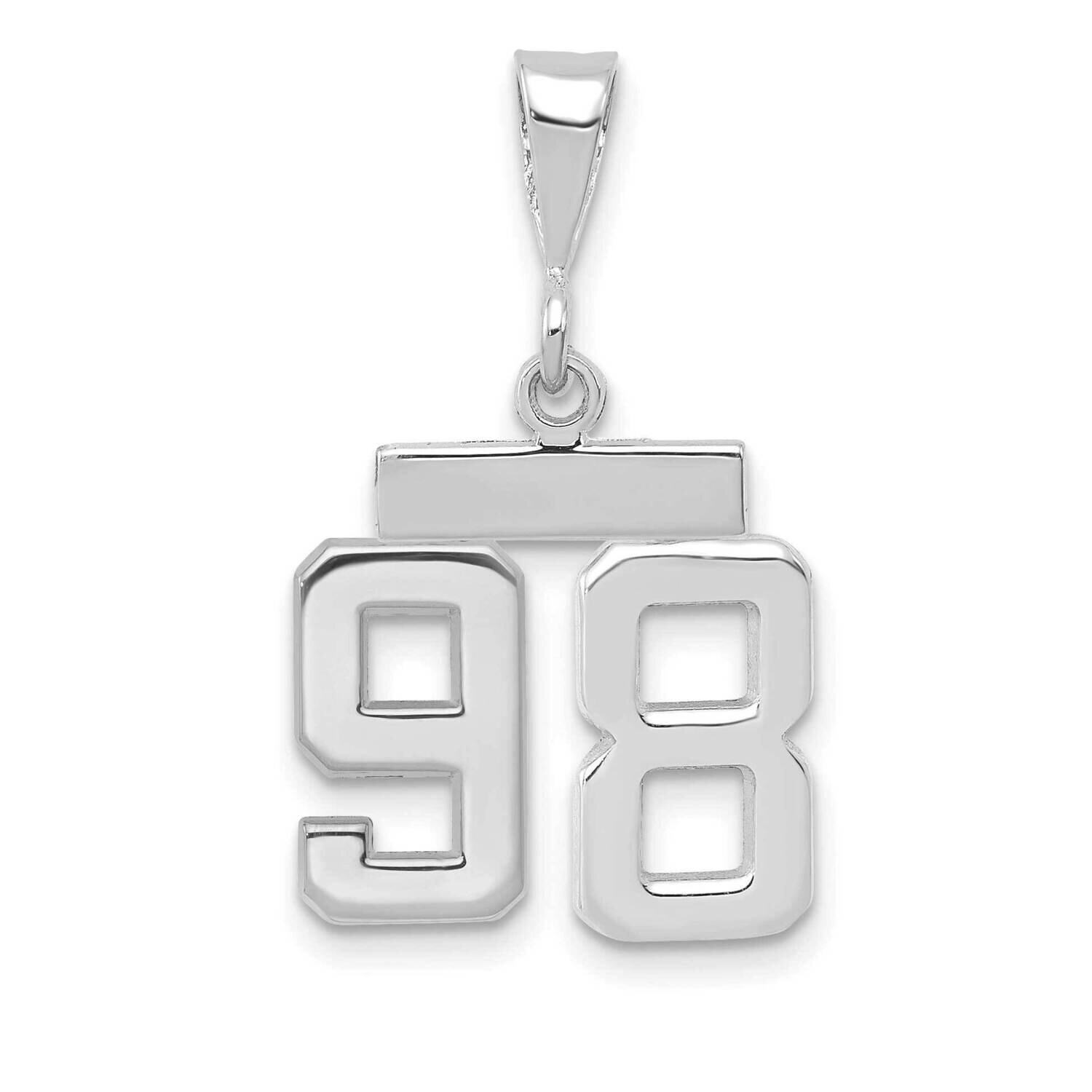 Number 98 Charm 14k White Gold Polished Small WSP98