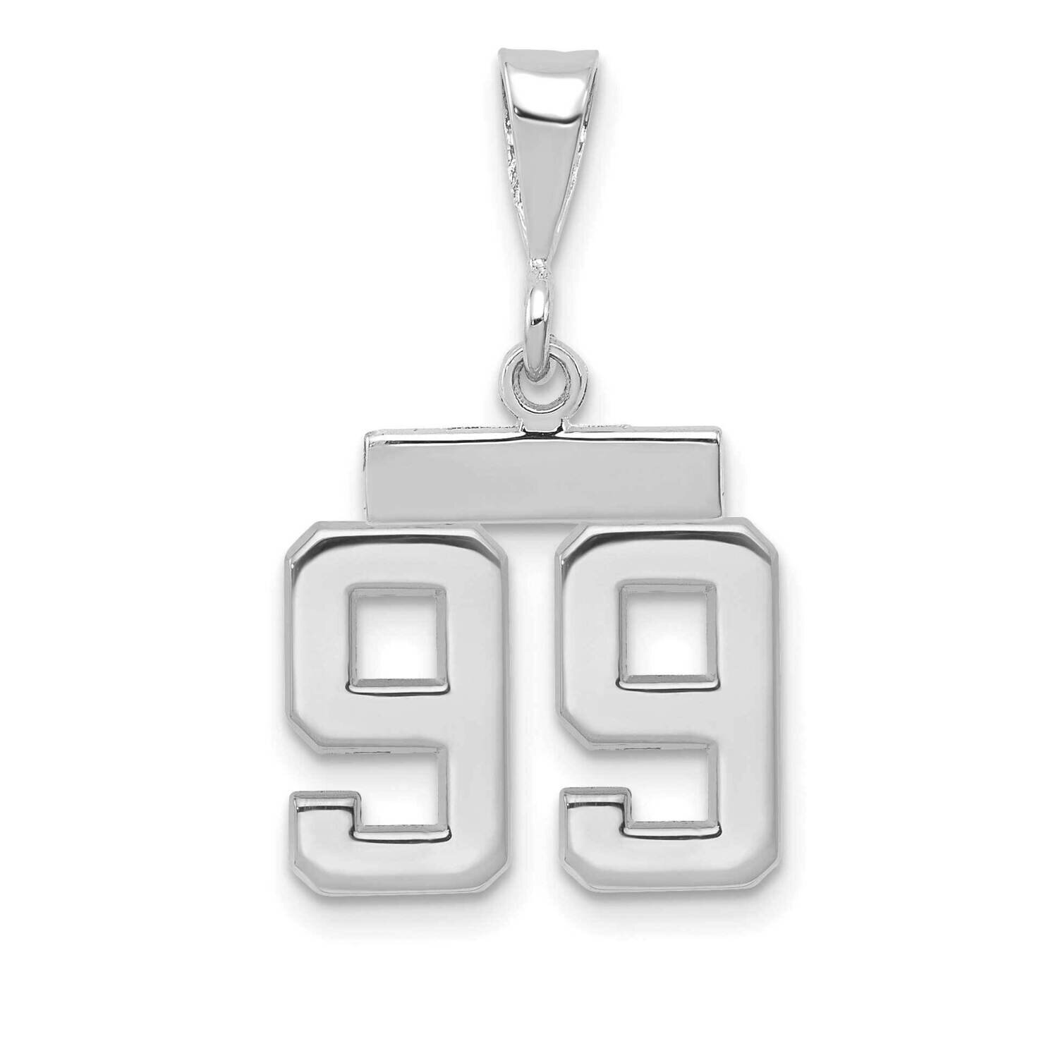 Number 99 Charm 14k White Gold Polished Small WSP99