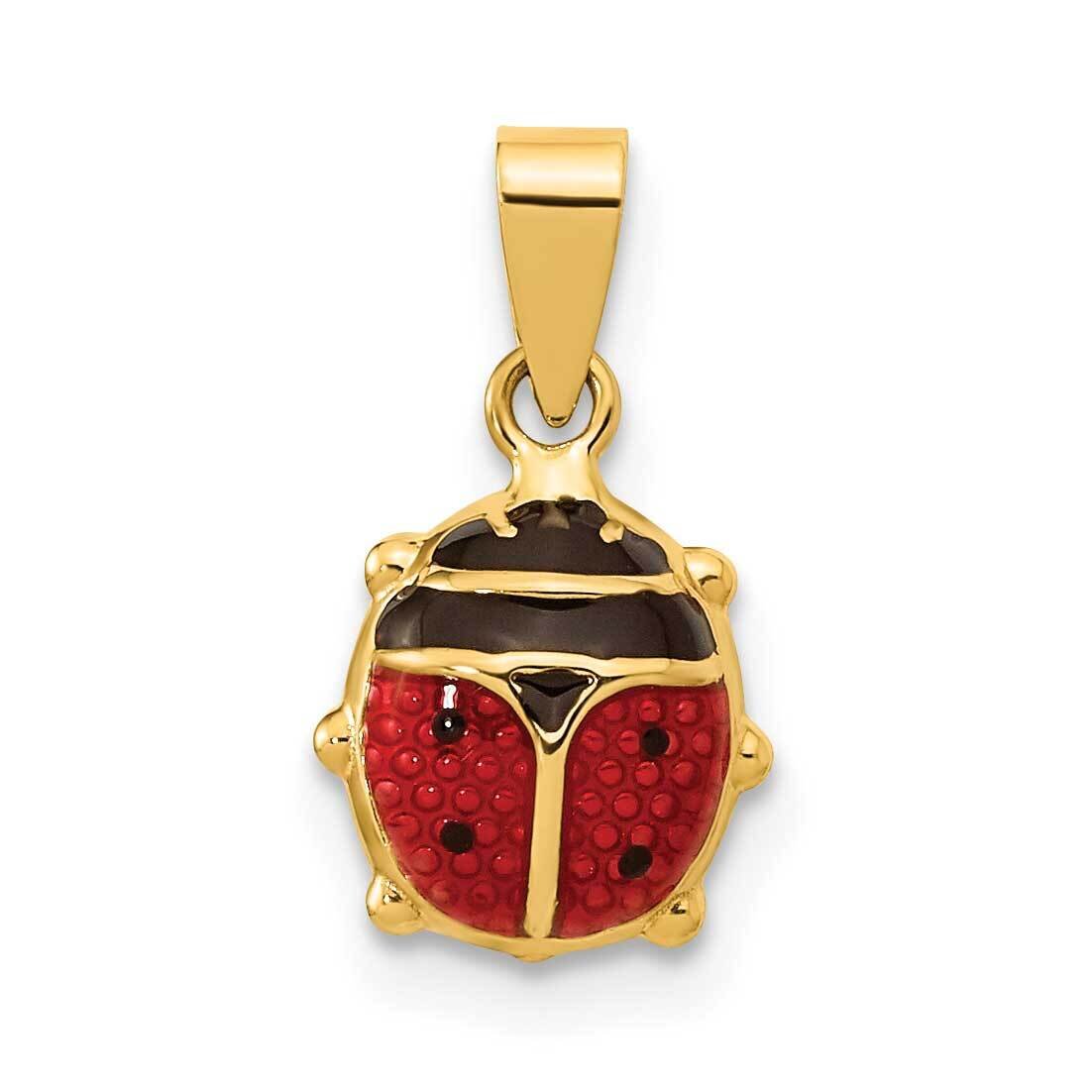 Red Black Enamel Ladybug Pendant 14k Gold Polished XCH688