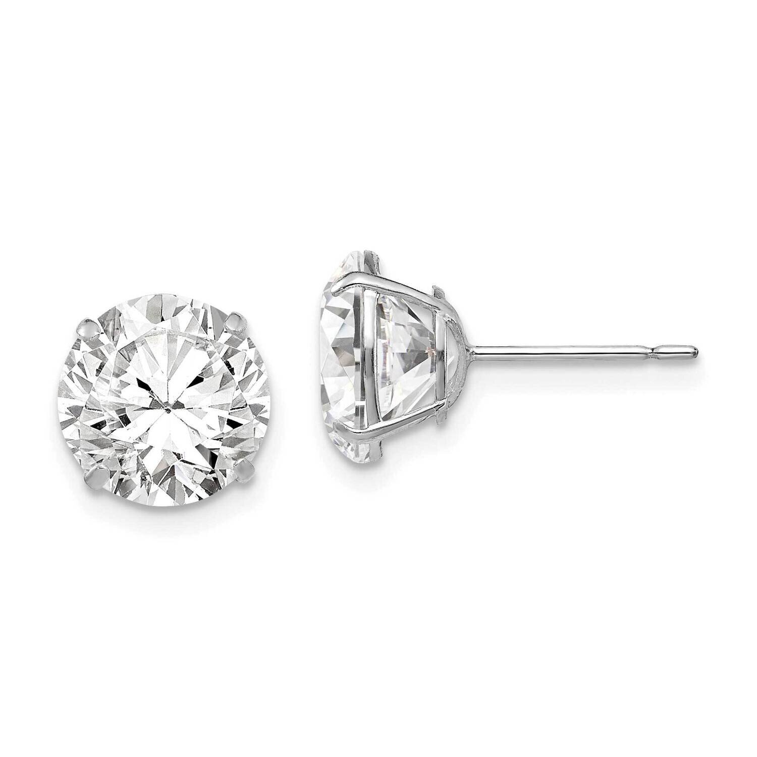 9mm Round CZ Diamond Post Earrings 14k White Gold XD32WCZ, MPN: XD32WCZ, 191101800894