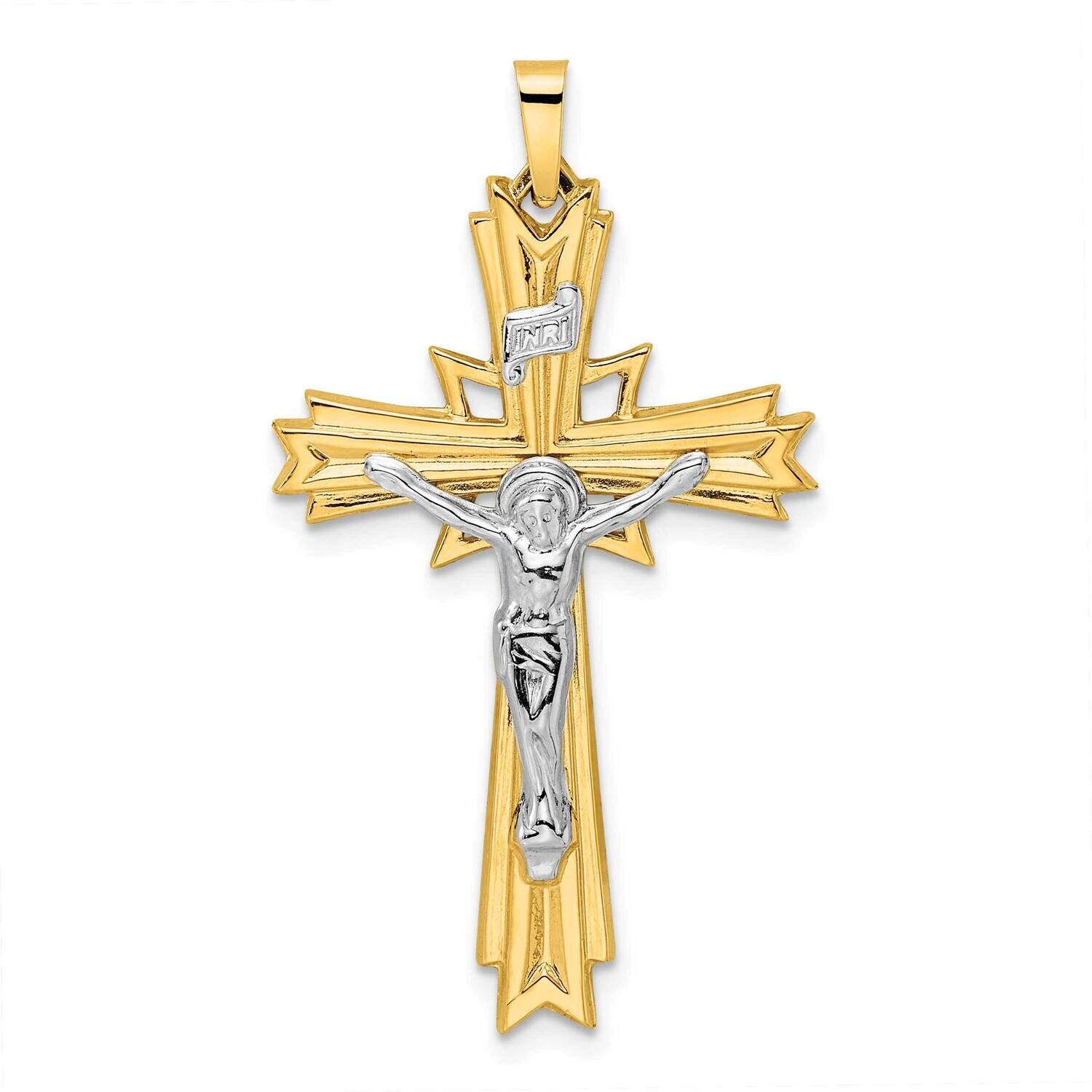 Solid Fancy Inri Crucifix Pendant 14k Two-Tone Gold Polished XR1861, MPN: XR1861, 883957346540